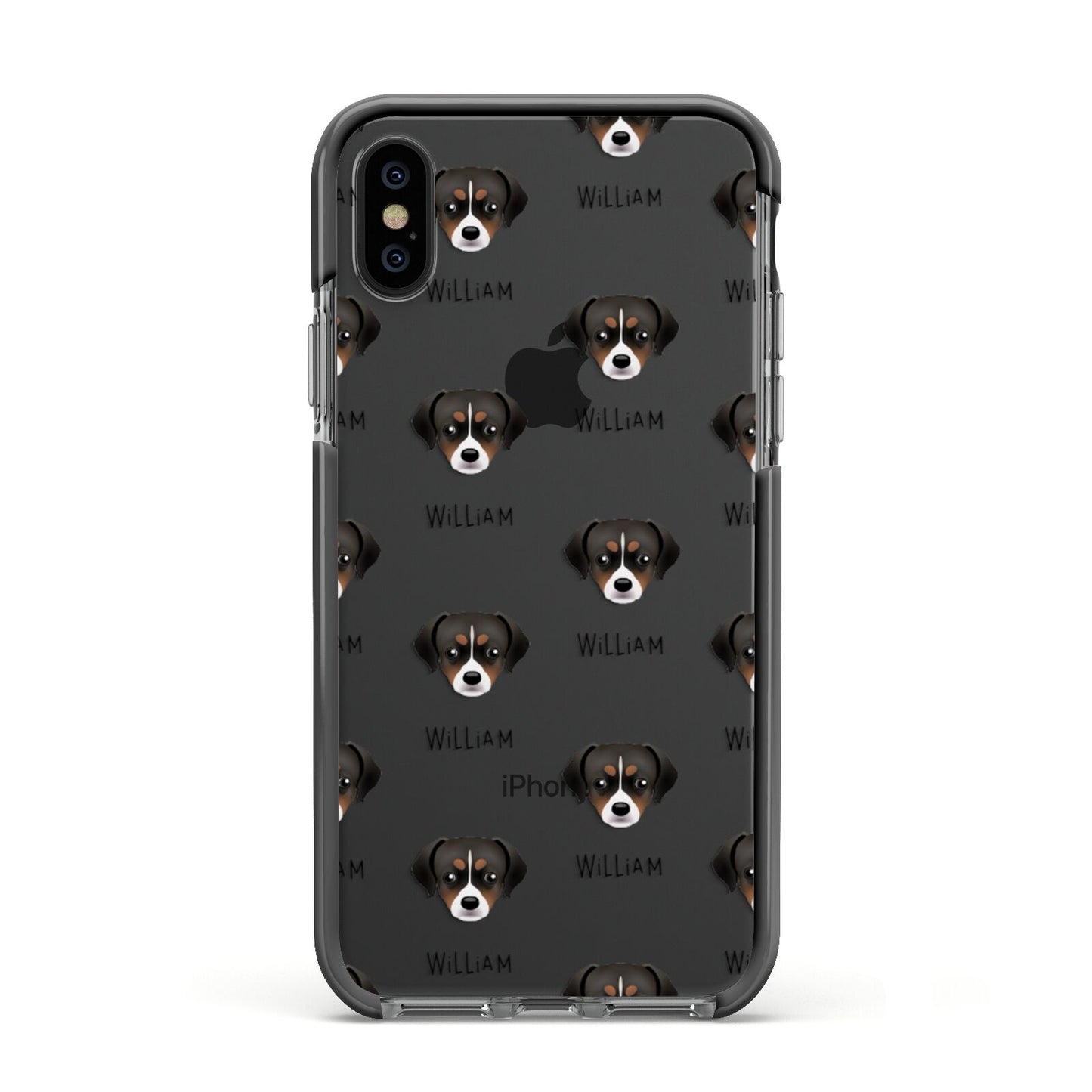 Cheagle Icon with Name Apple iPhone Xs Impact Case Black Edge on Black Phone