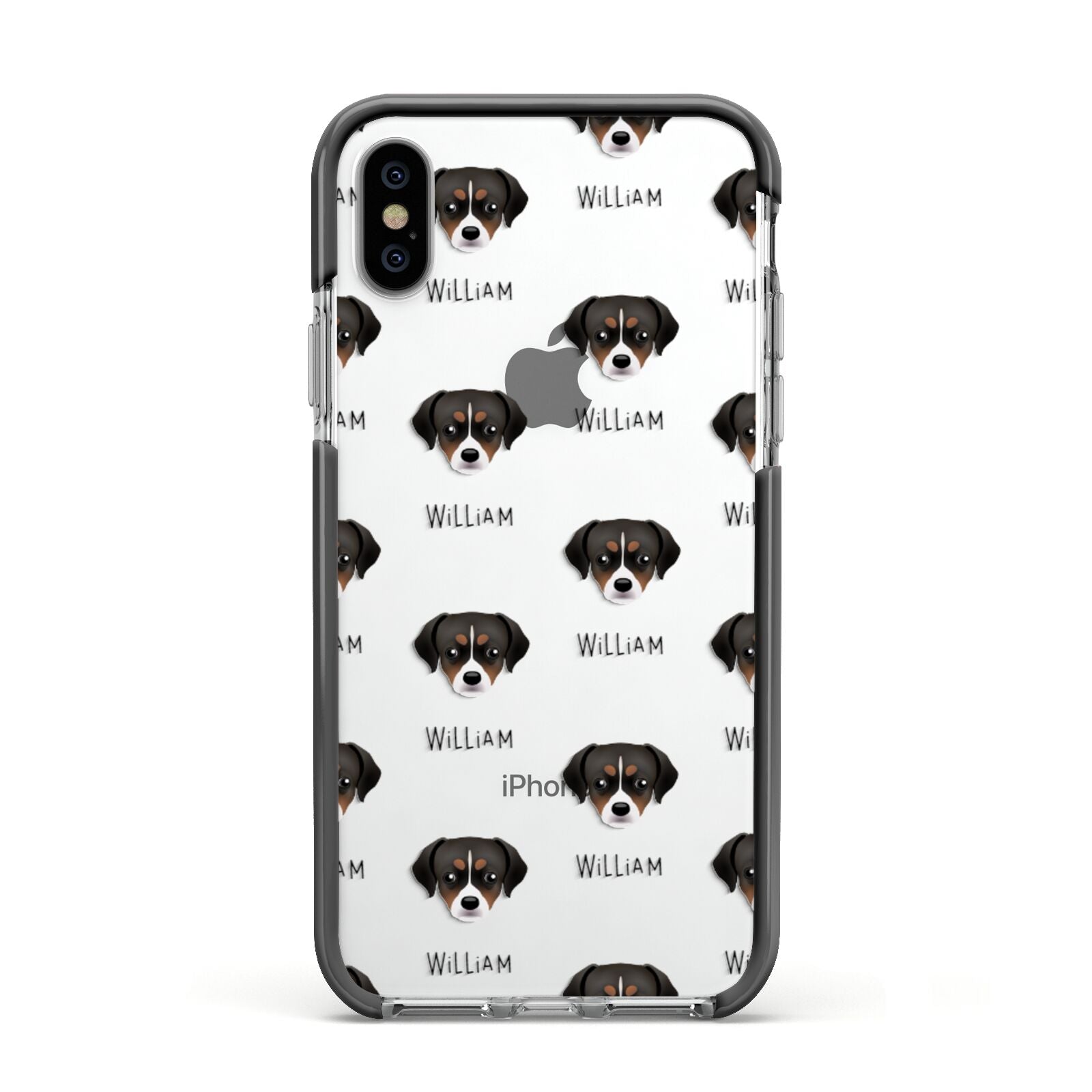 Cheagle Icon with Name Apple iPhone Xs Impact Case Black Edge on Silver Phone