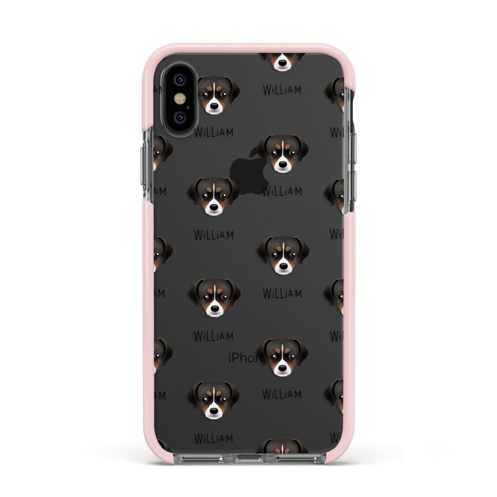 Cheagle Icon with Name Apple iPhone Xs Impact Case Pink Edge on Black Phone