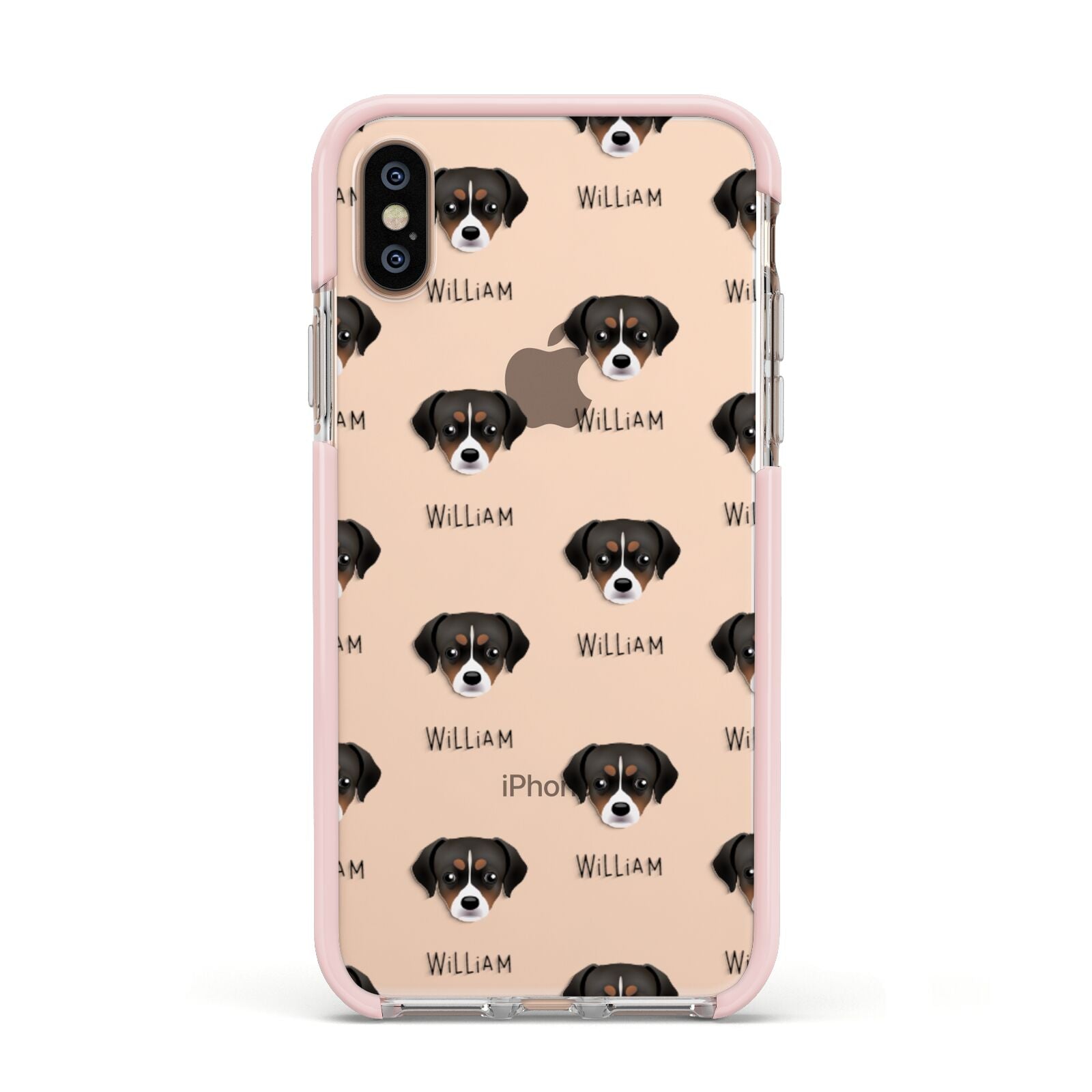 Cheagle Icon with Name Apple iPhone Xs Impact Case Pink Edge on Gold Phone