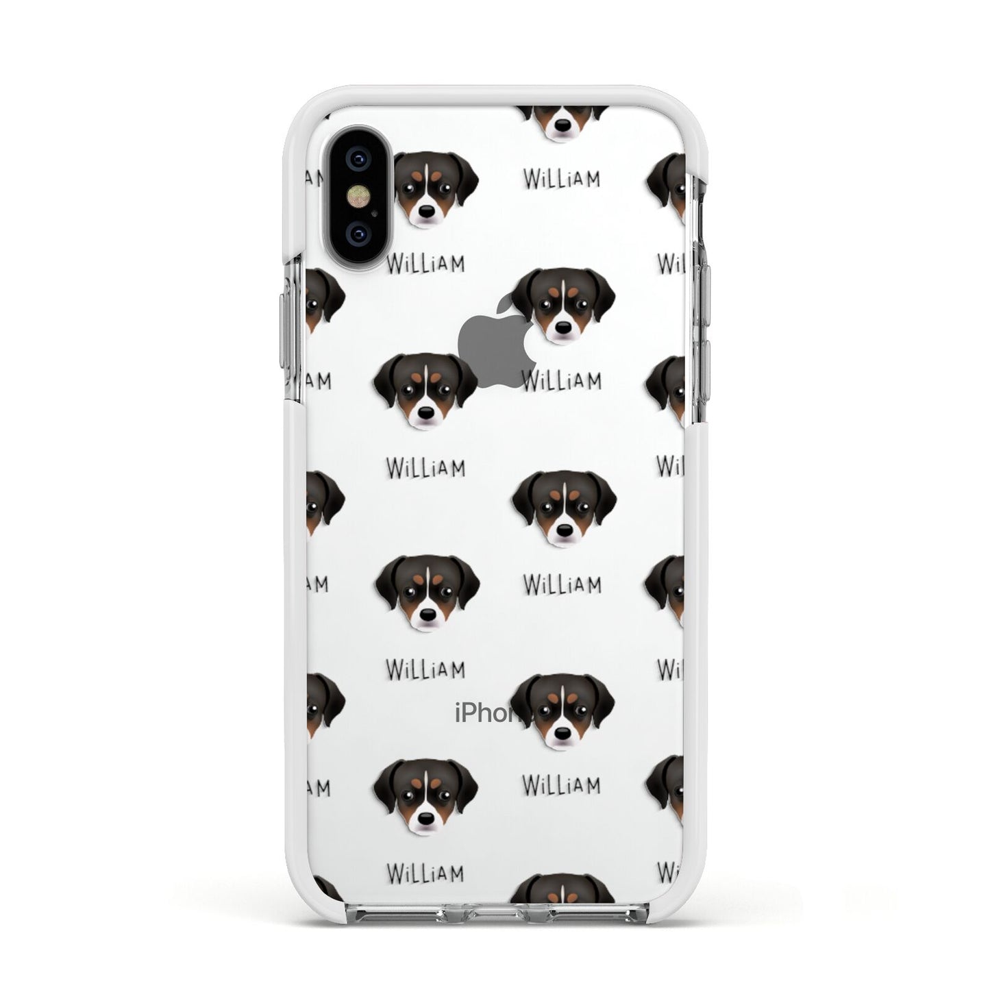 Cheagle Icon with Name Apple iPhone Xs Impact Case White Edge on Silver Phone