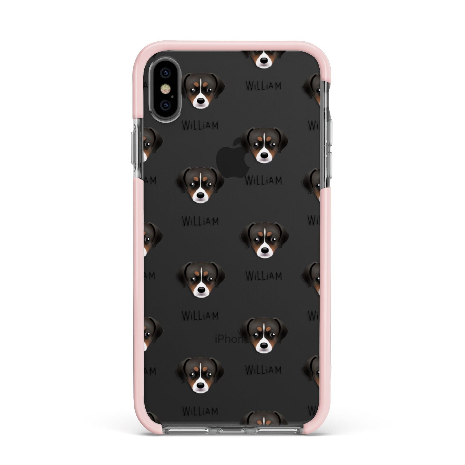 Cheagle Icon with Name Apple iPhone Xs Max Impact Case Pink Edge on Black Phone