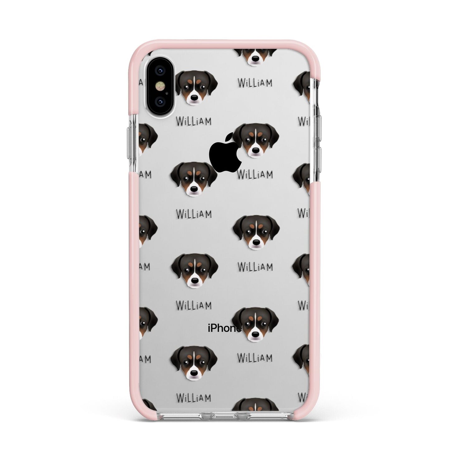 Cheagle Icon with Name Apple iPhone Xs Max Impact Case Pink Edge on Silver Phone