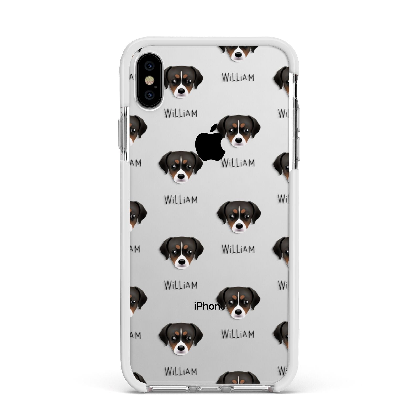 Cheagle Icon with Name Apple iPhone Xs Max Impact Case White Edge on Silver Phone