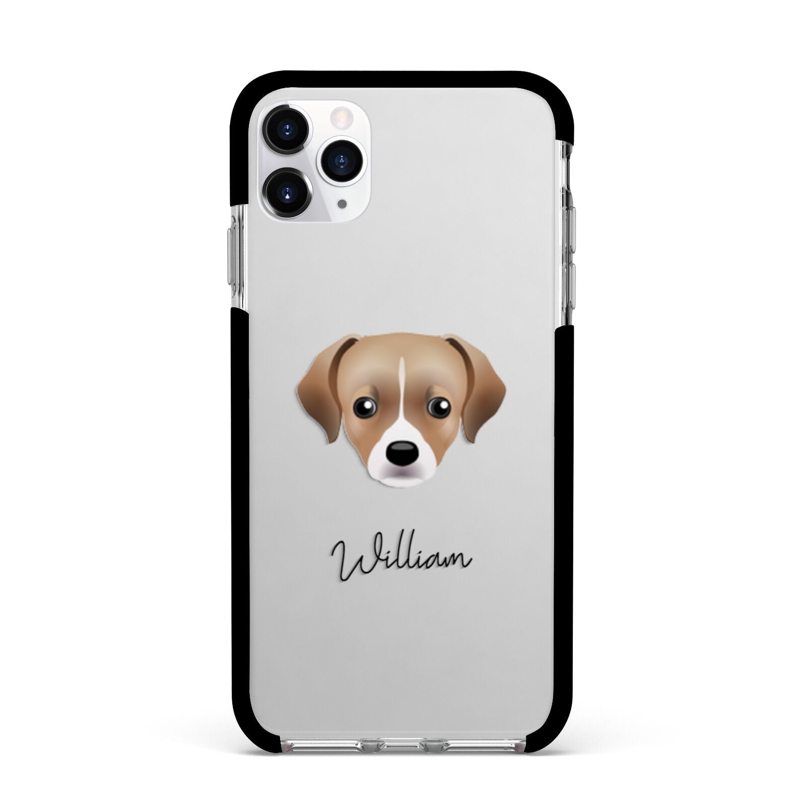 Cheagle Personalised Apple iPhone 11 Pro Max in Silver with Black Impact Case