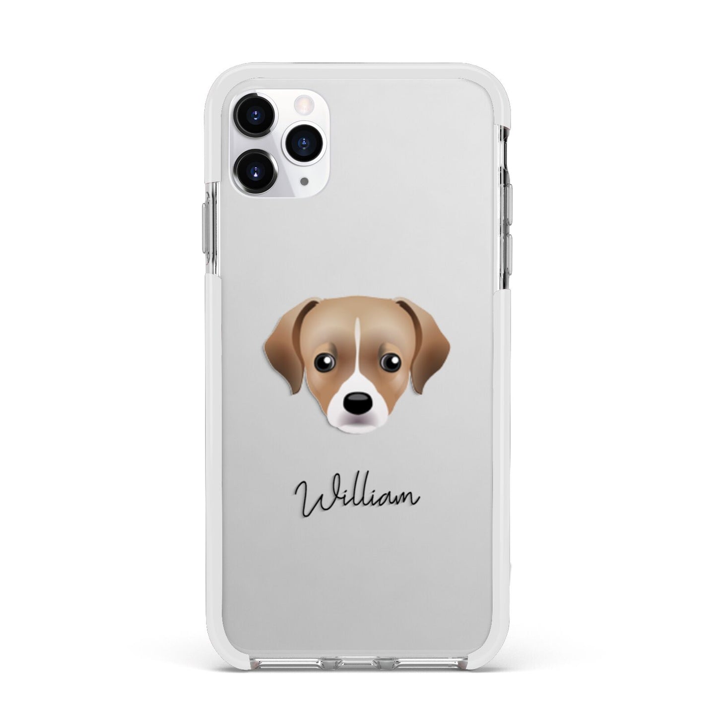 Cheagle Personalised Apple iPhone 11 Pro Max in Silver with White Impact Case