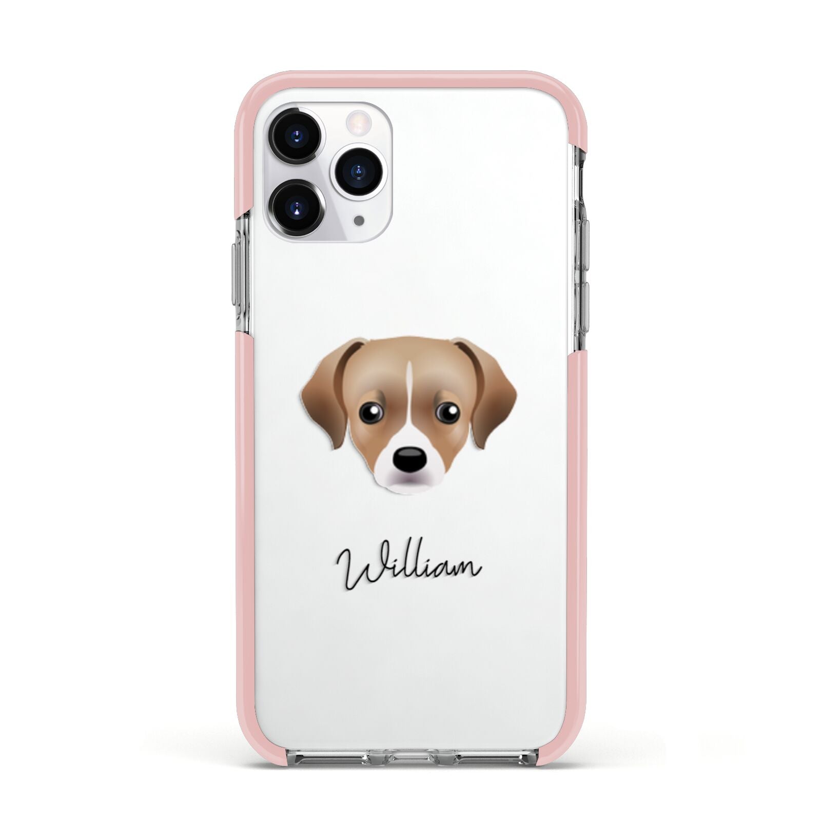 Cheagle Personalised Apple iPhone 11 Pro in Silver with Pink Impact Case