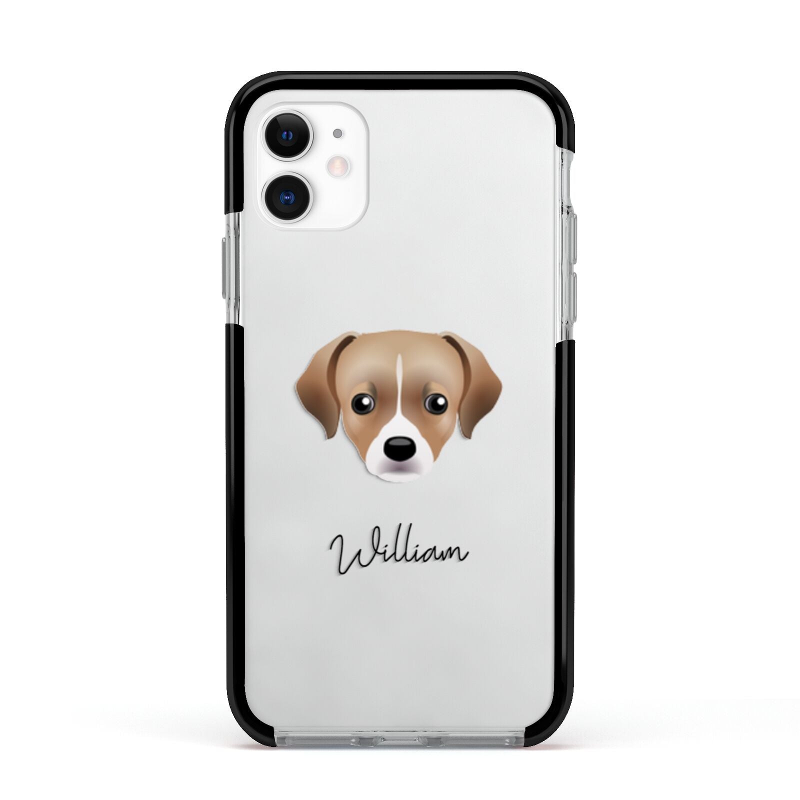 Cheagle Personalised Apple iPhone 11 in White with Black Impact Case