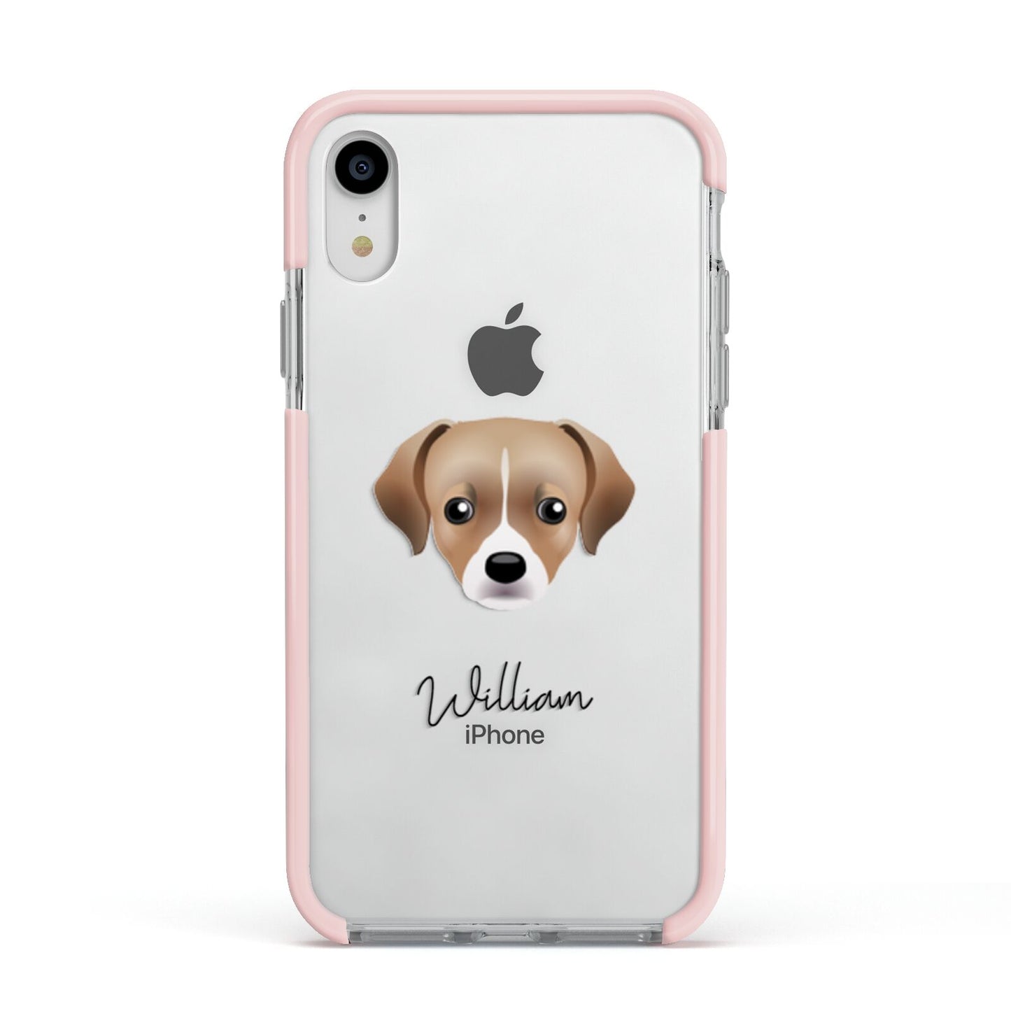 Cheagle Personalised Apple iPhone XR Impact Case Pink Edge on Silver Phone
