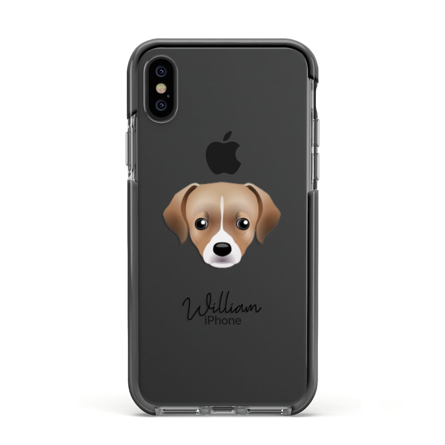 Cheagle Personalised Apple iPhone Xs Impact Case Black Edge on Black Phone