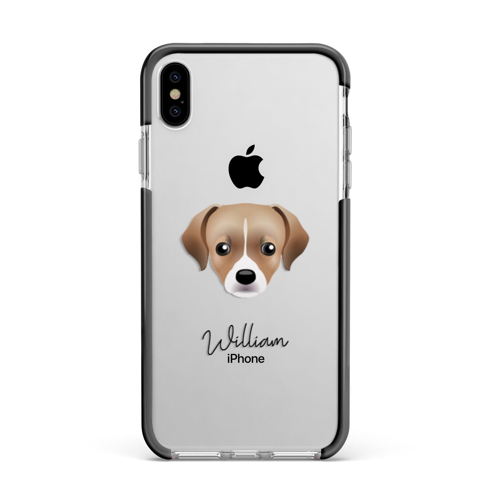 Cheagle Personalised Apple iPhone Xs Max Impact Case Black Edge on Silver Phone