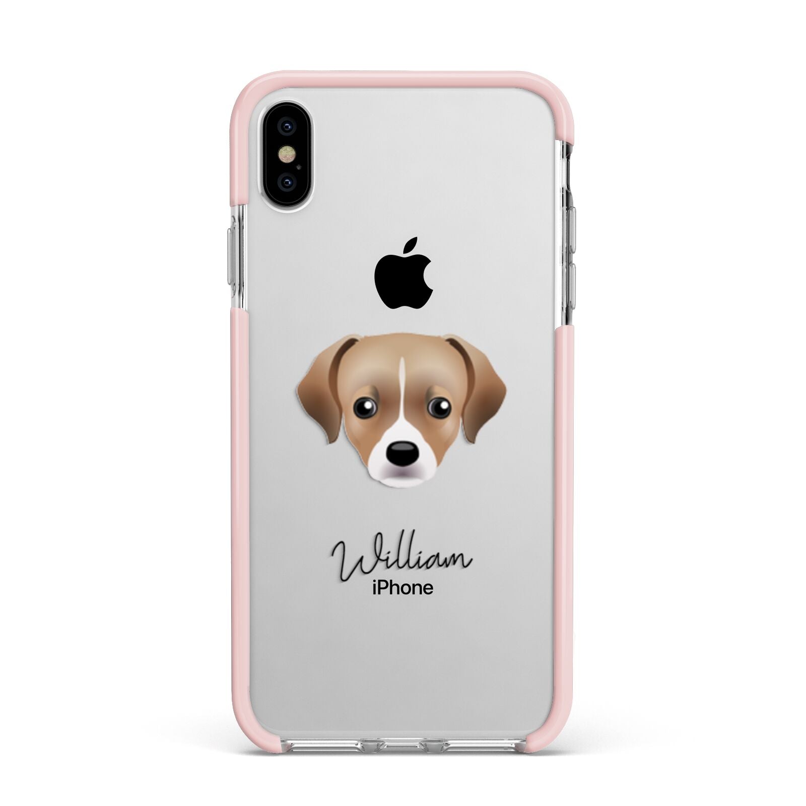Cheagle Personalised Apple iPhone Xs Max Impact Case Pink Edge on Silver Phone