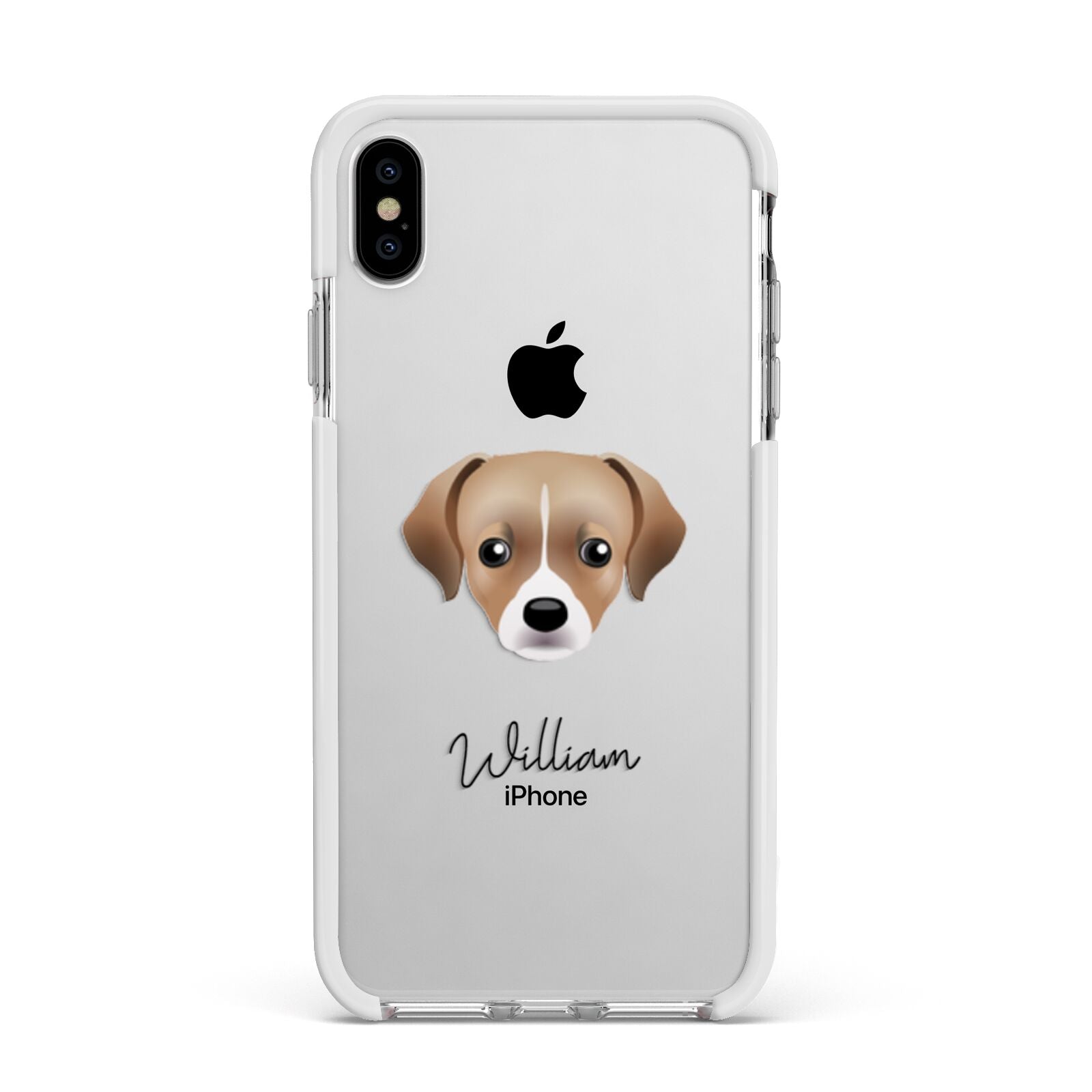 Cheagle Personalised Apple iPhone Xs Max Impact Case White Edge on Silver Phone