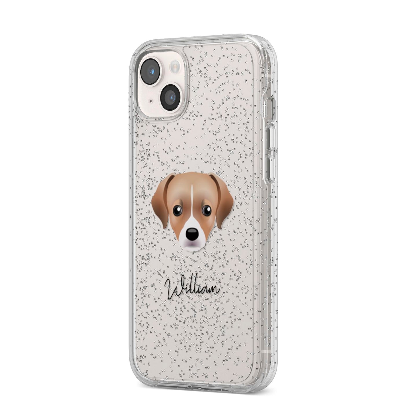 Cheagle Personalised iPhone 14 Plus Glitter Tough Case Starlight Angled Image