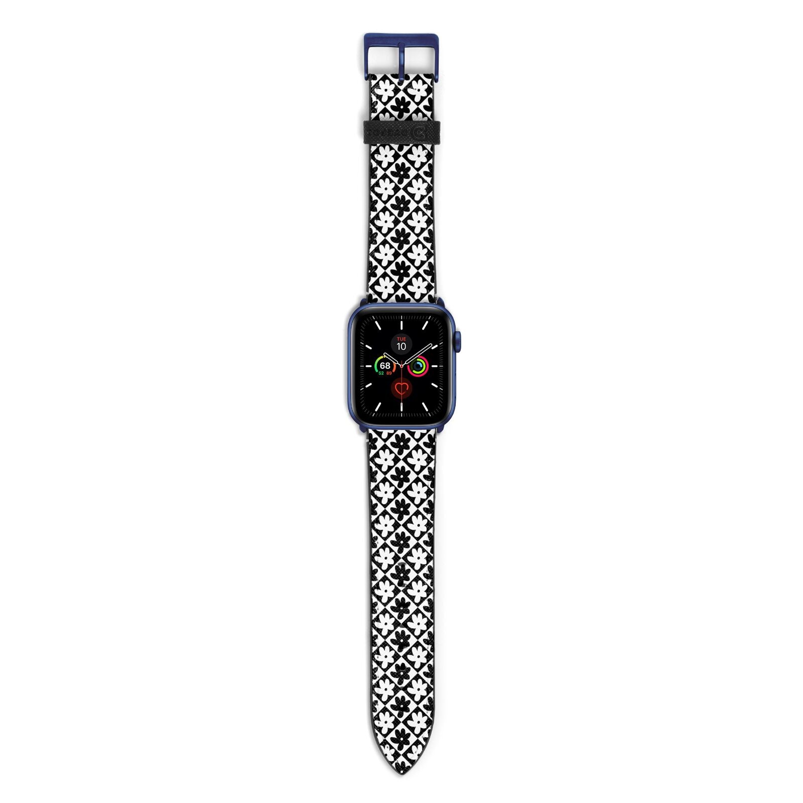 Check Flower Apple Watch Strap with Blue Hardware