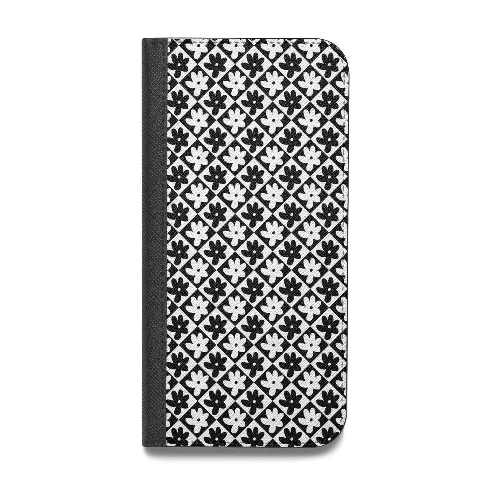 Check Flower Vegan Leather Flip iPhone Case