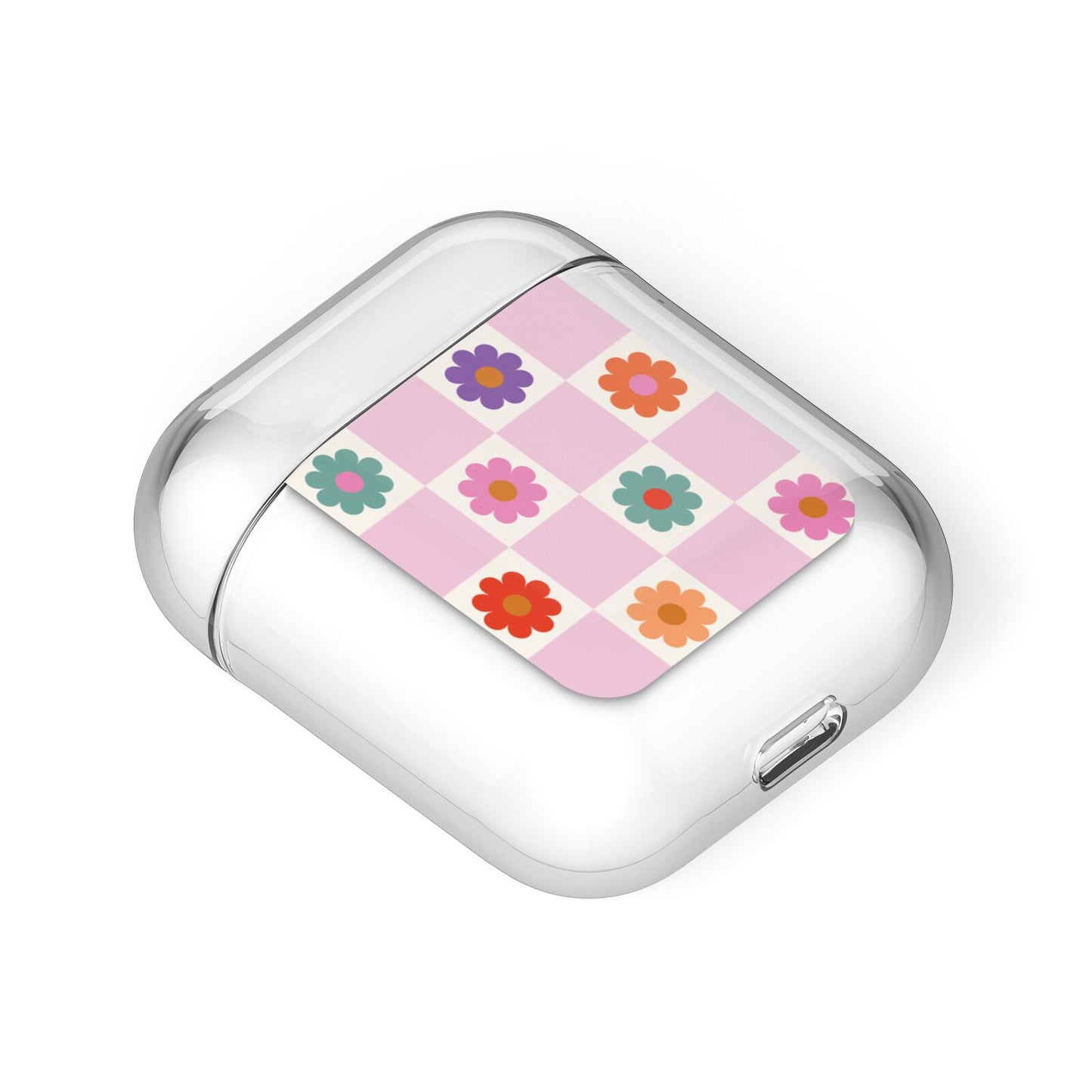 Checked flowers AirPods Case Laid Flat