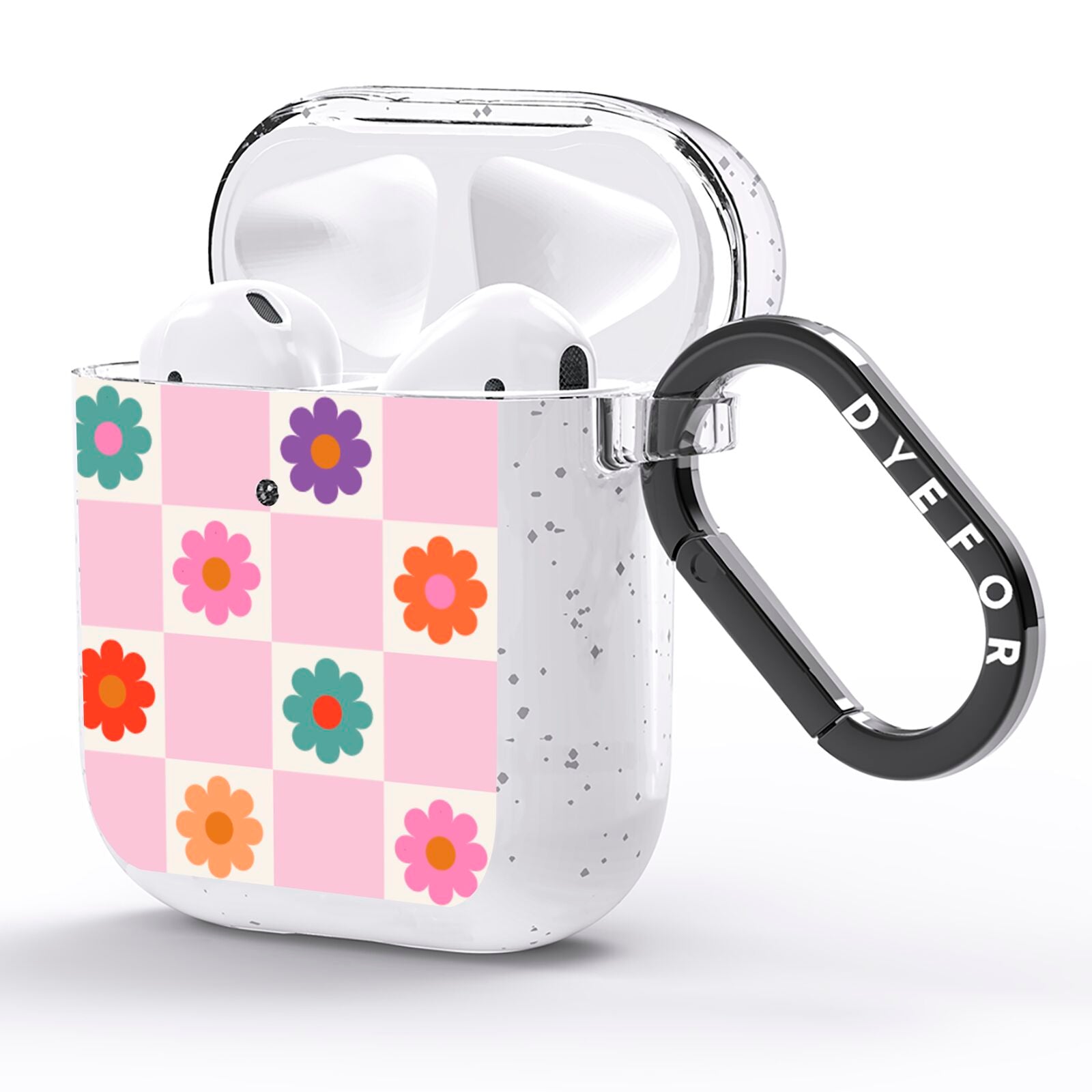 Checked flowers AirPods Glitter Case Side Image