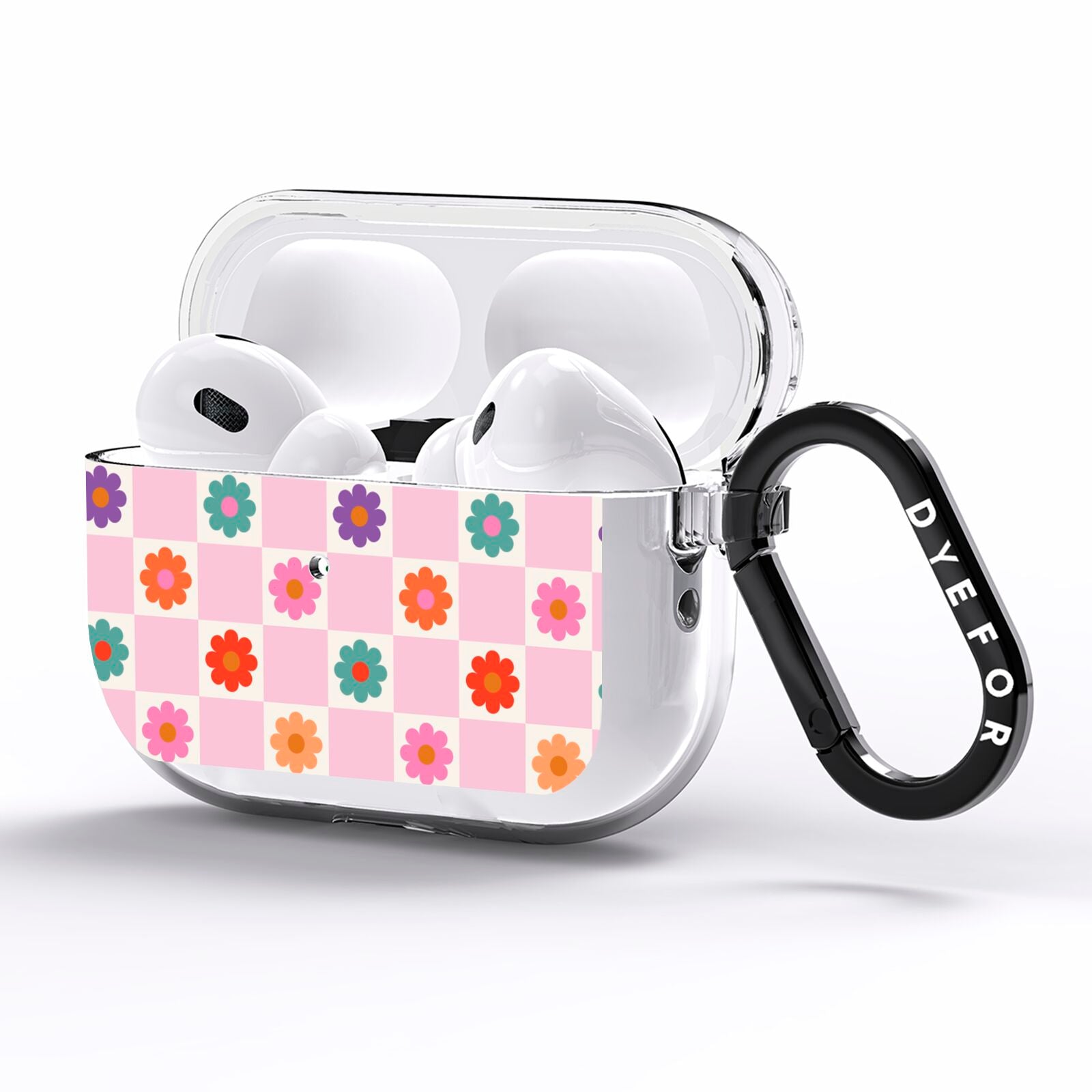 Checked flowers AirPods Pro Clear Case Side Image