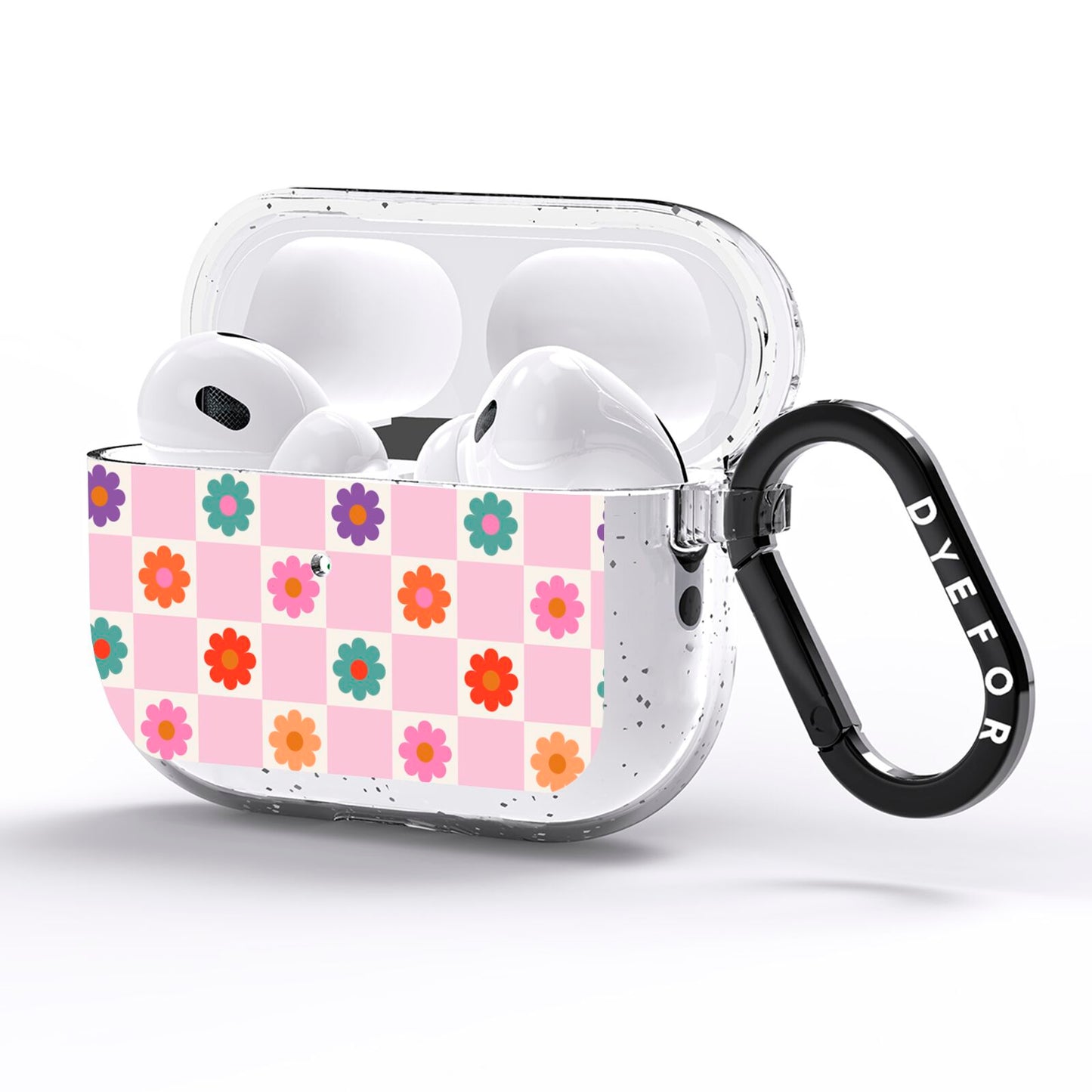 Checked flowers AirPods Pro Glitter Case Side Image