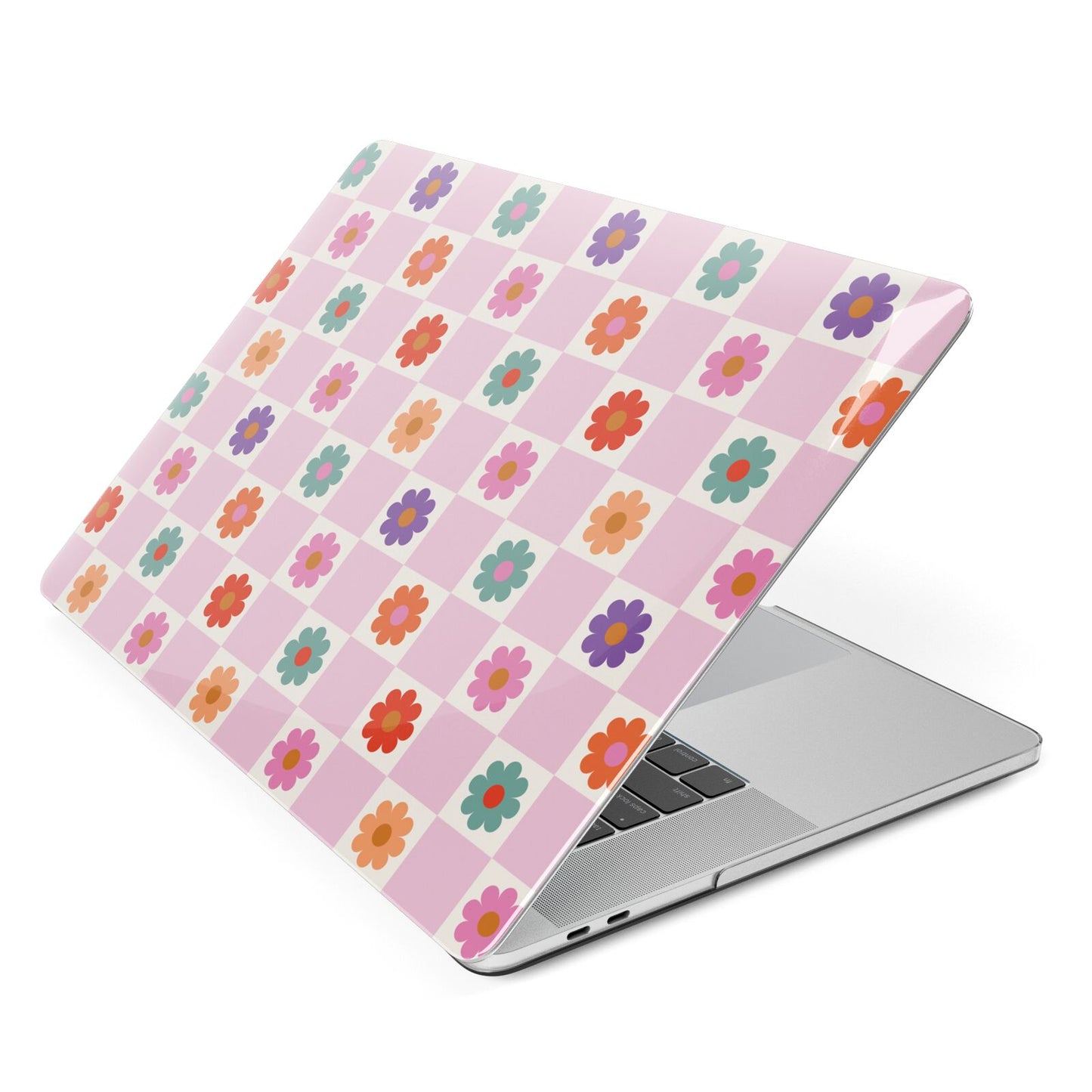 Checked flowers Apple MacBook Case Side View