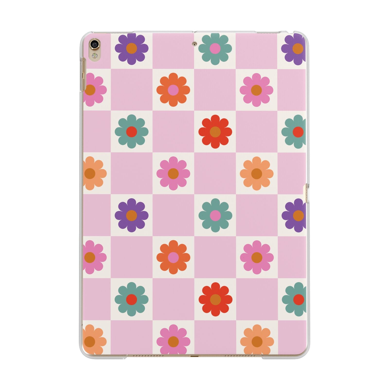 Checked flowers Apple iPad Gold Case