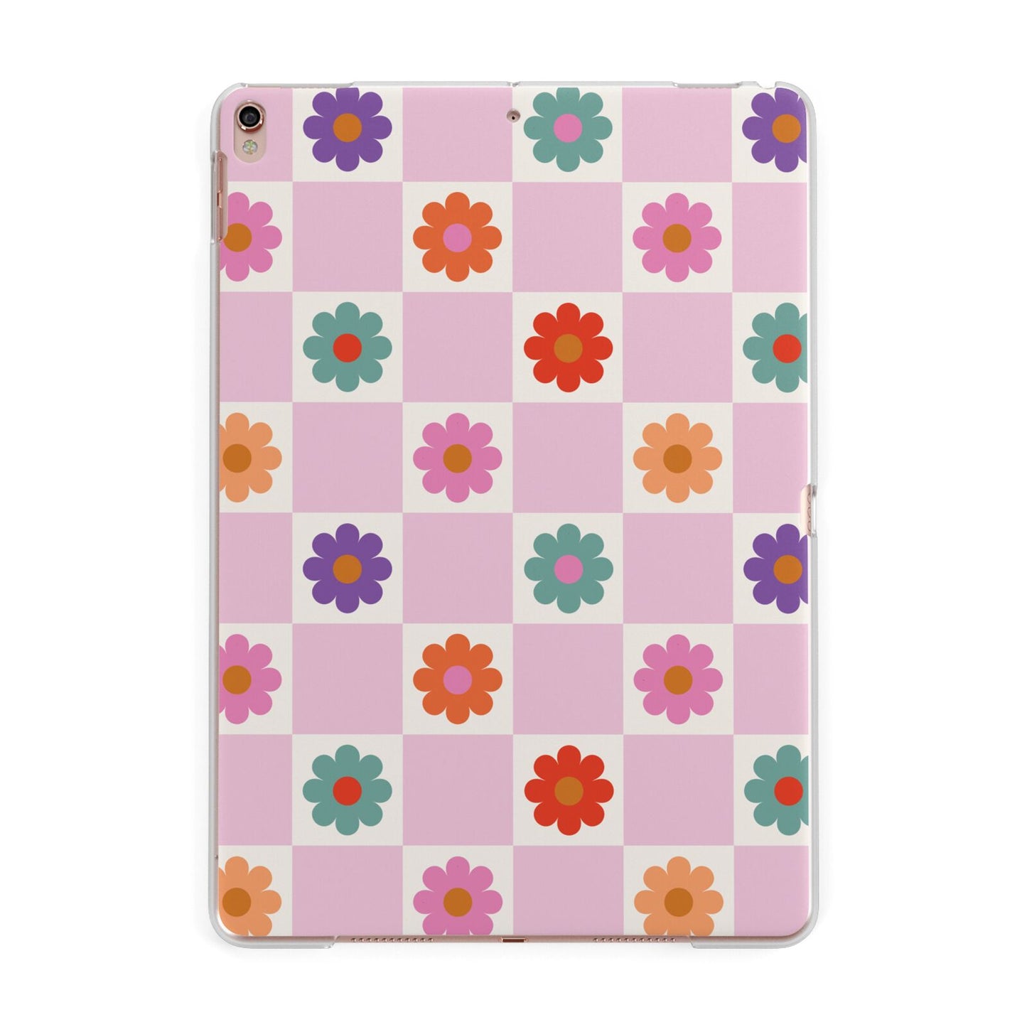 Checked flowers Apple iPad Rose Gold Case