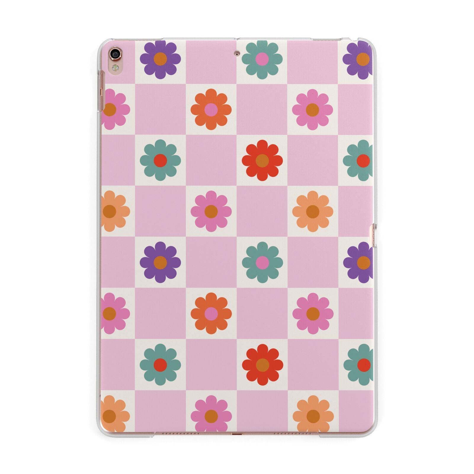 Checked flowers Apple iPad Rose Gold Case