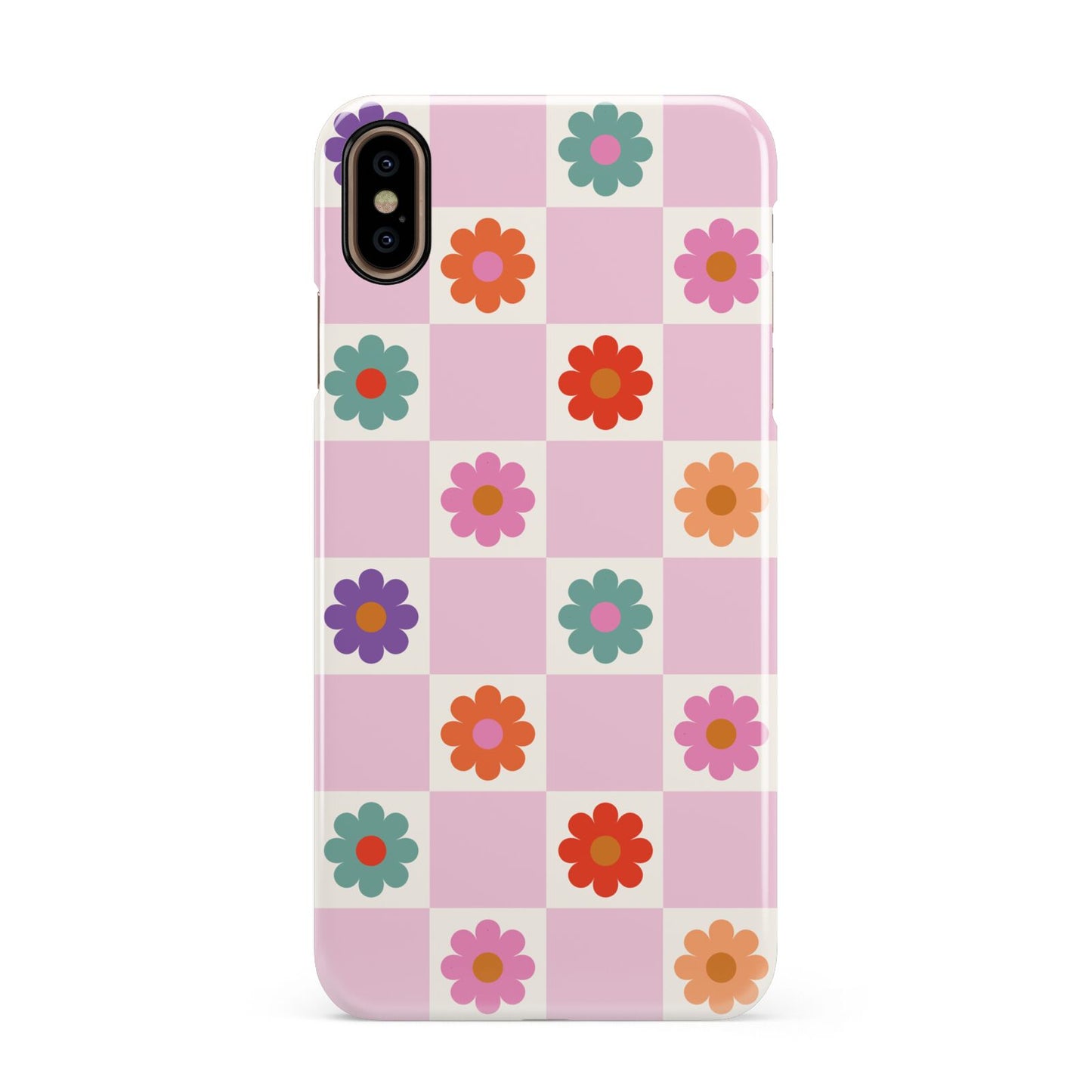 Checked flowers Apple iPhone Xs Max 3D Snap Case