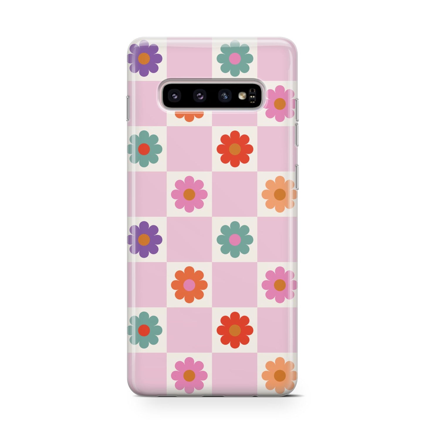 Checked flowers Protective Samsung Galaxy Case