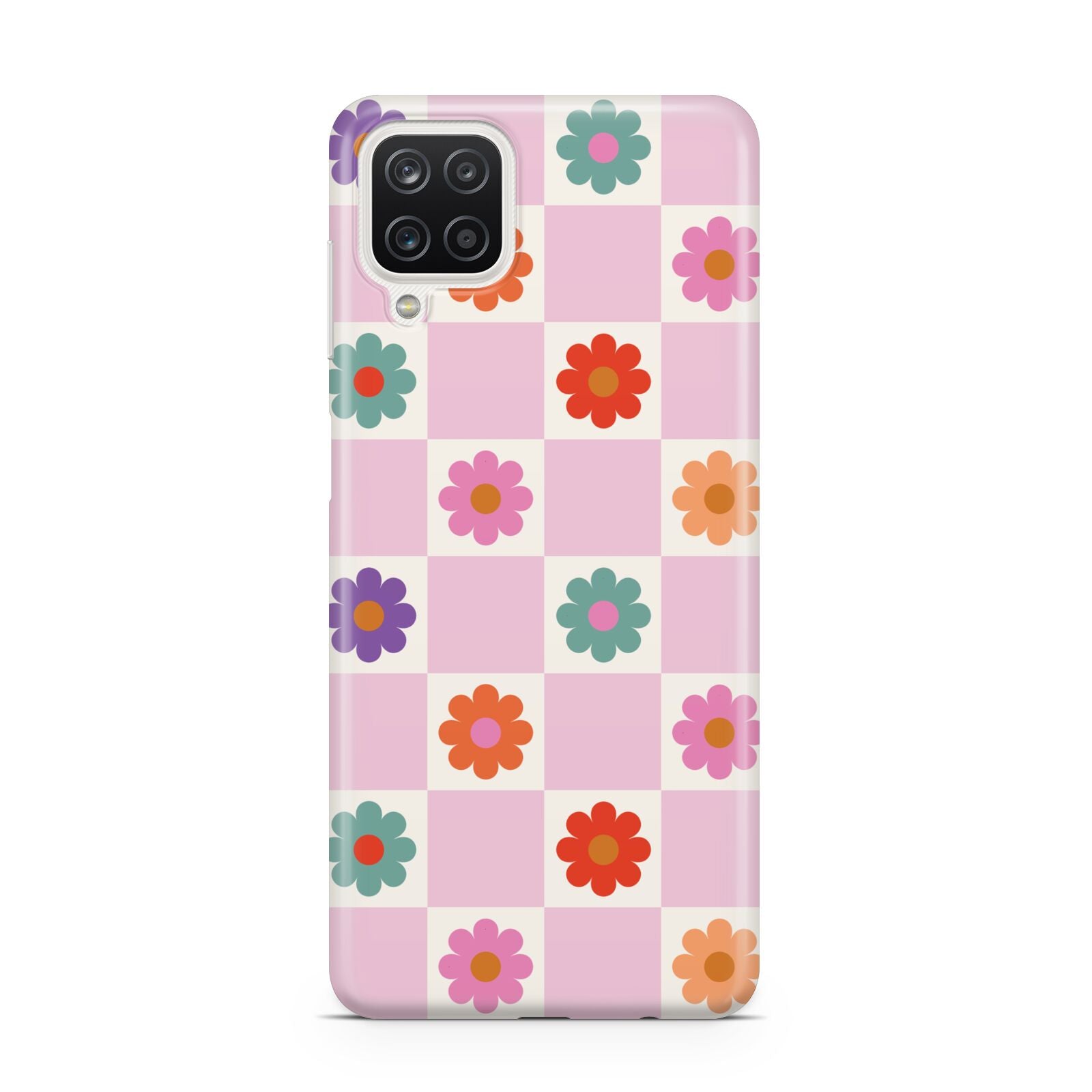 Checked flowers Samsung A12 Case