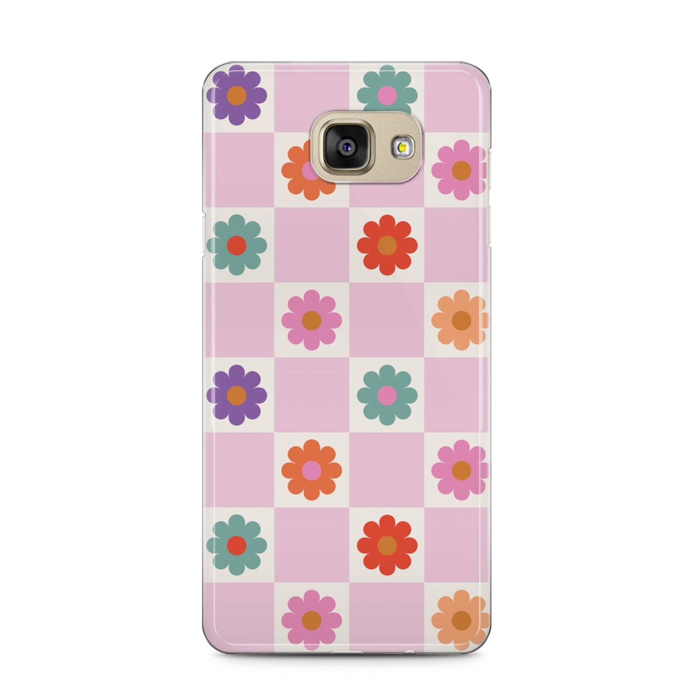 Checked flowers Samsung Galaxy A5 2016 Case on gold phone