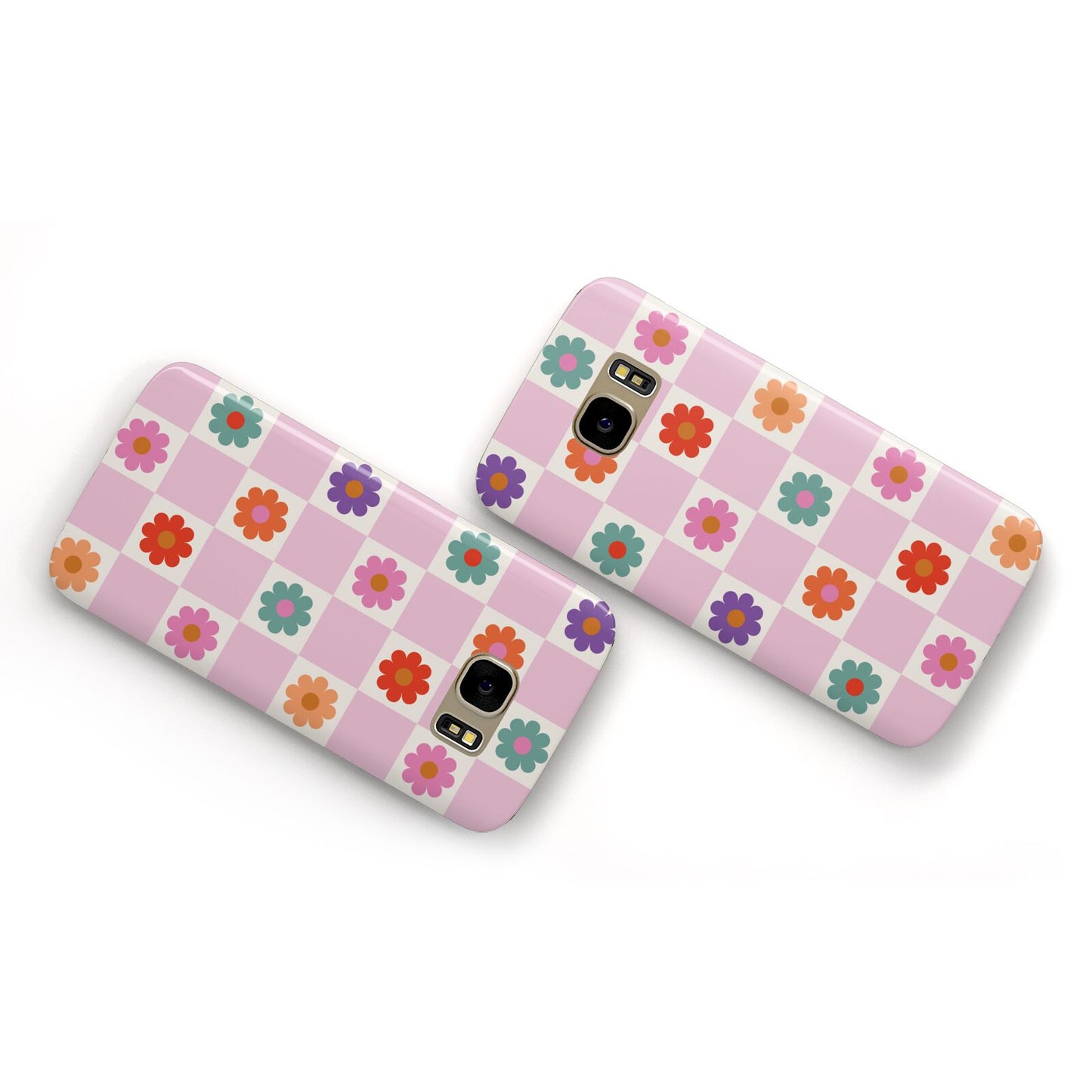 Checked flowers Samsung Galaxy Case Flat Overview