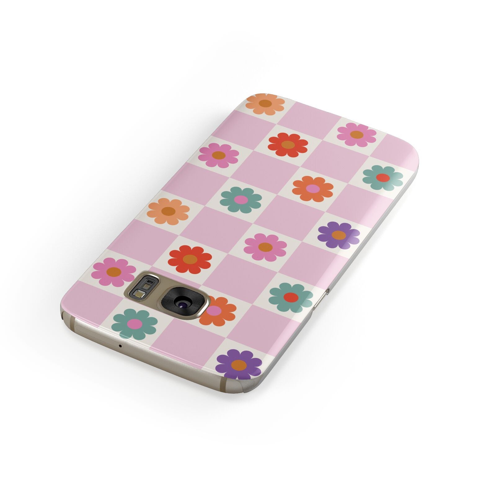 Checked flowers Samsung Galaxy Case Front Close Up