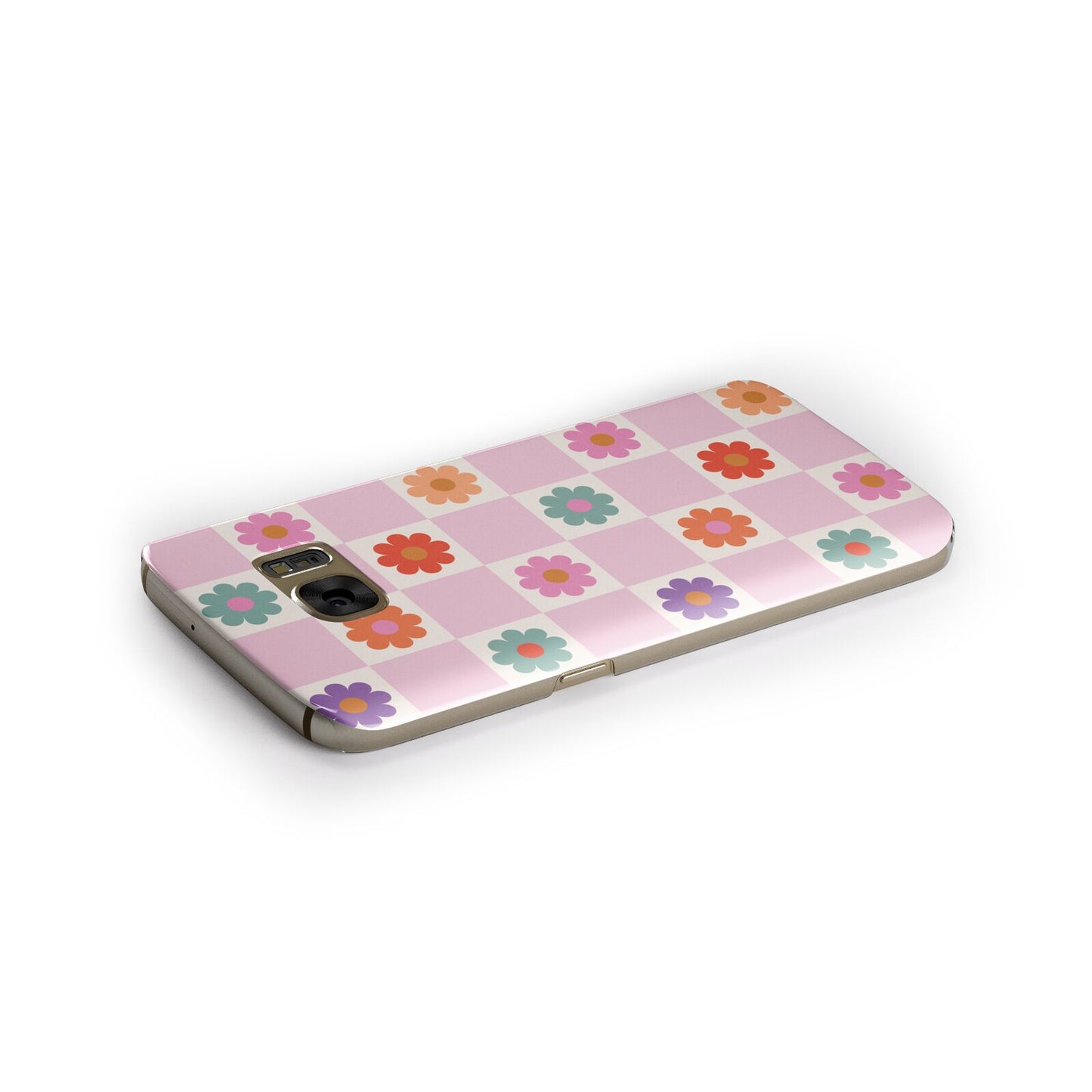 Checked flowers Samsung Galaxy Case Side Close Up