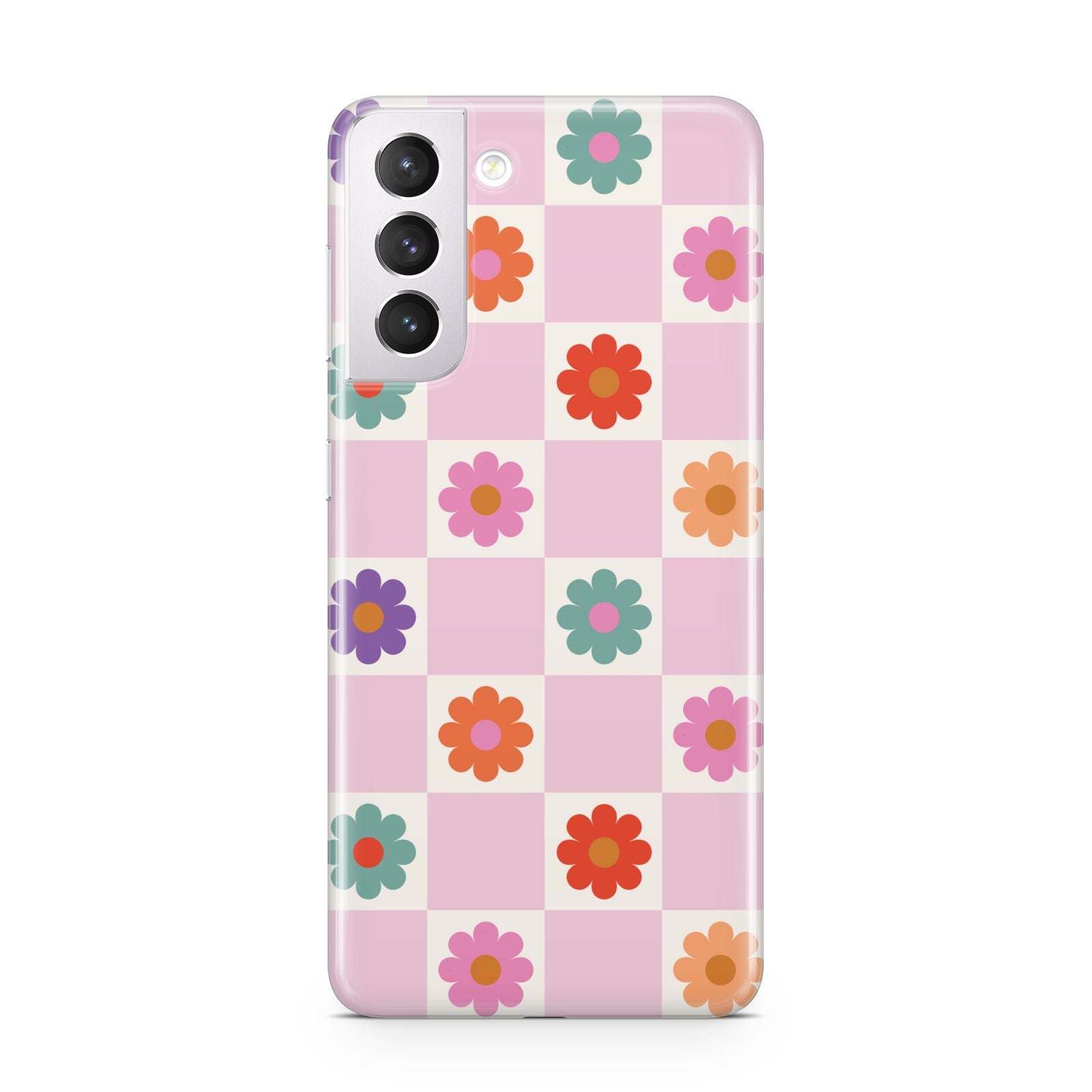 Checked flowers Samsung S21 Case