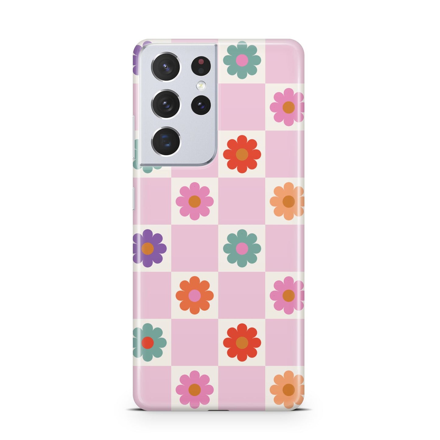 Checked flowers Samsung S21 Ultra Case