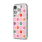 Checked flowers iPhone 14 Pro Glitter Tough Case Silver Angled Image