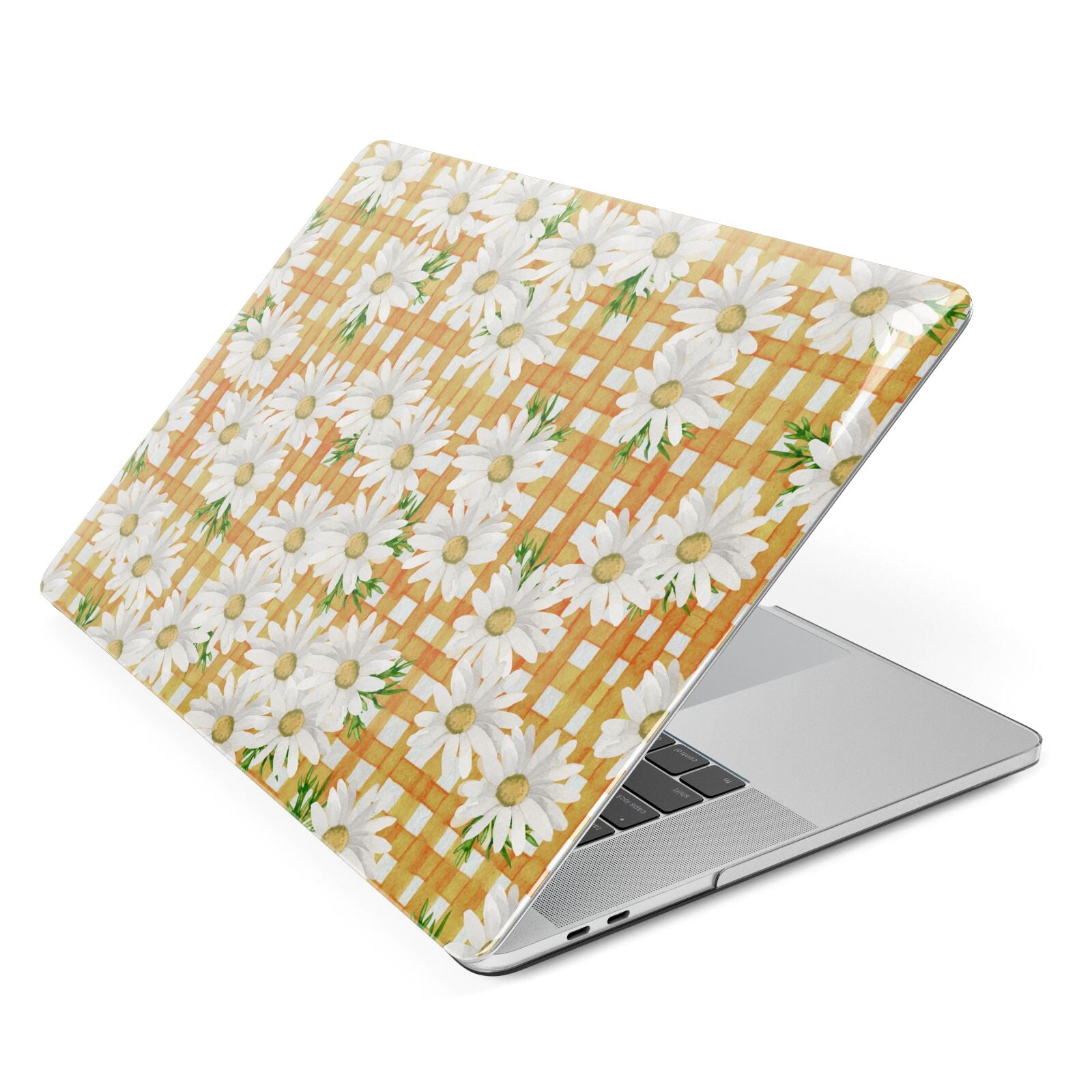 Checkered Daisy Apple MacBook Case Side View