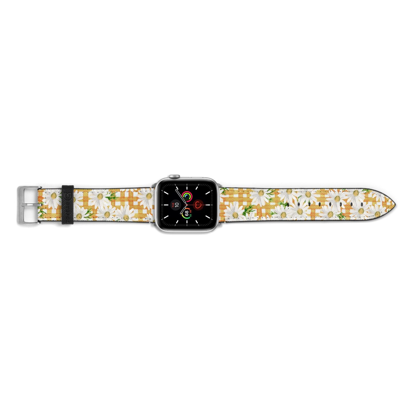 Checkered Daisy Apple Watch Strap Landscape Image Silver Hardware