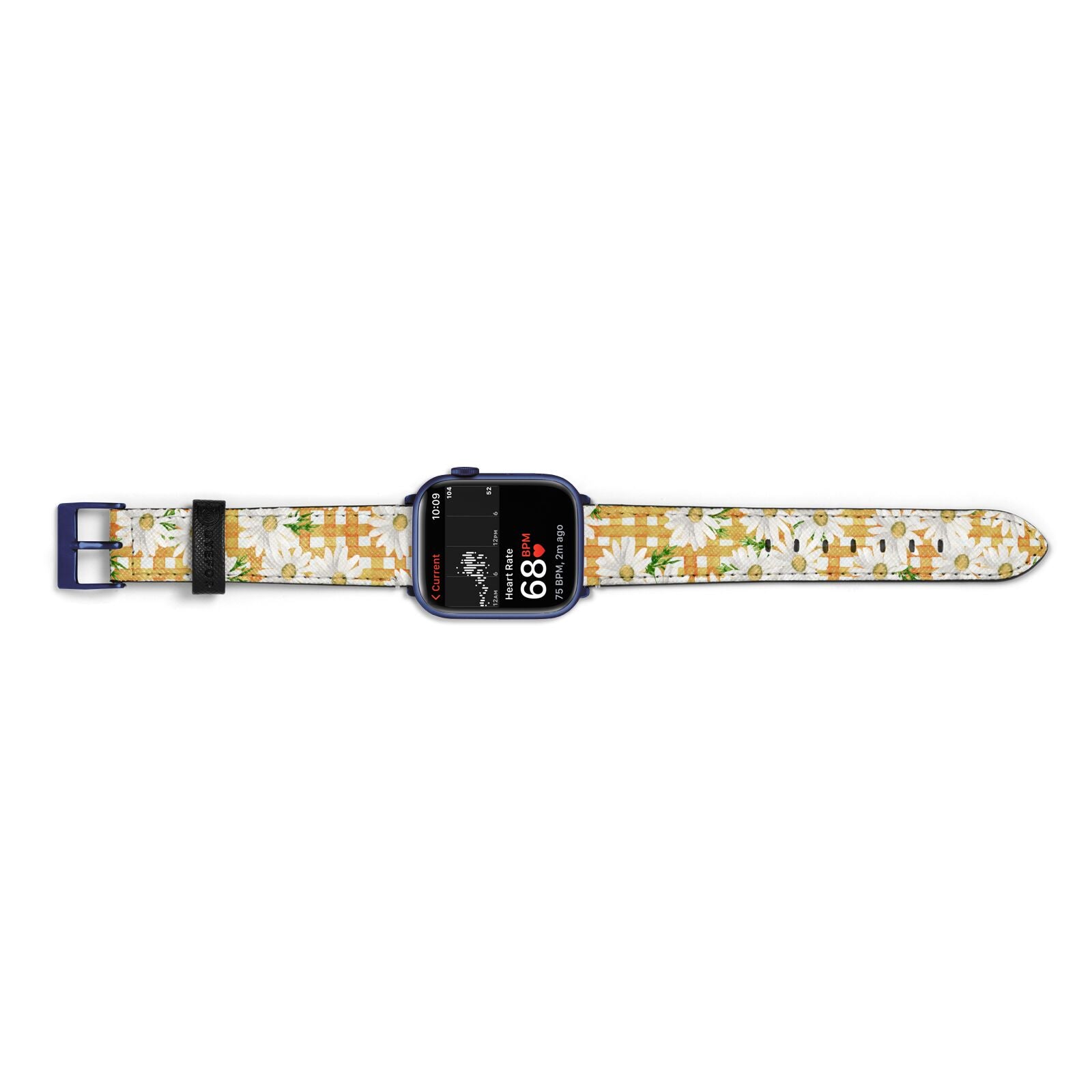 Checkered Daisy Apple Watch Strap Size 38mm Landscape Image Blue Hardware