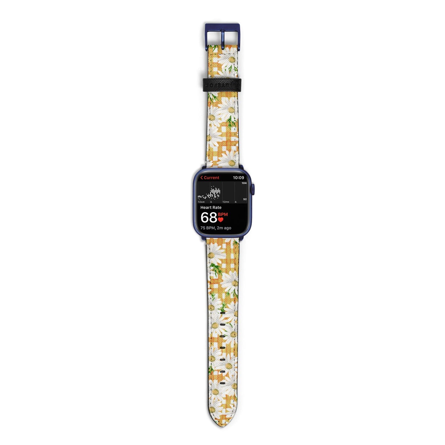 Checkered Daisy Apple Watch Strap Size 38mm with Blue Hardware