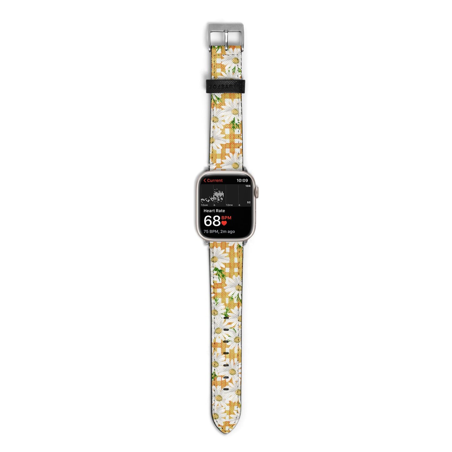 Checkered Daisy Apple Watch Strap Size 38mm with Silver Hardware