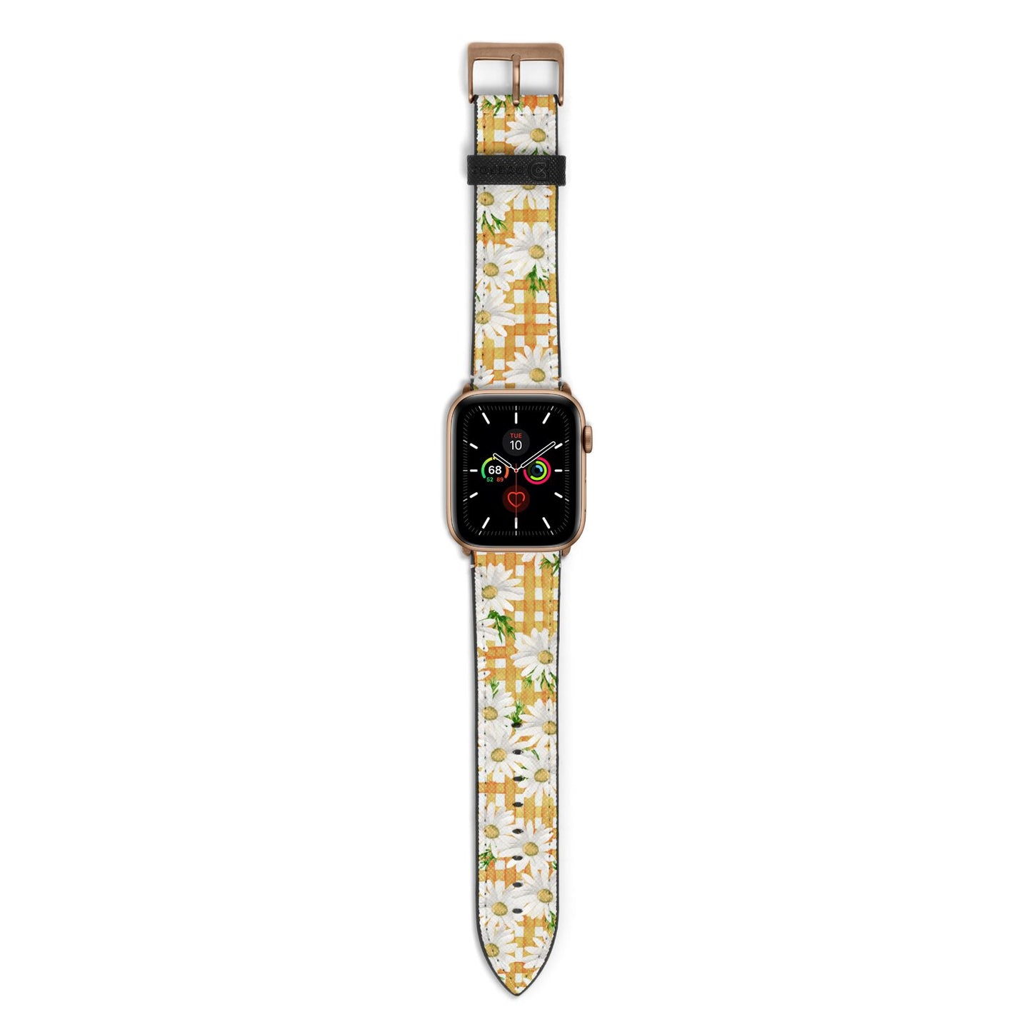 Checkered Daisy Apple Watch Strap with Gold Hardware