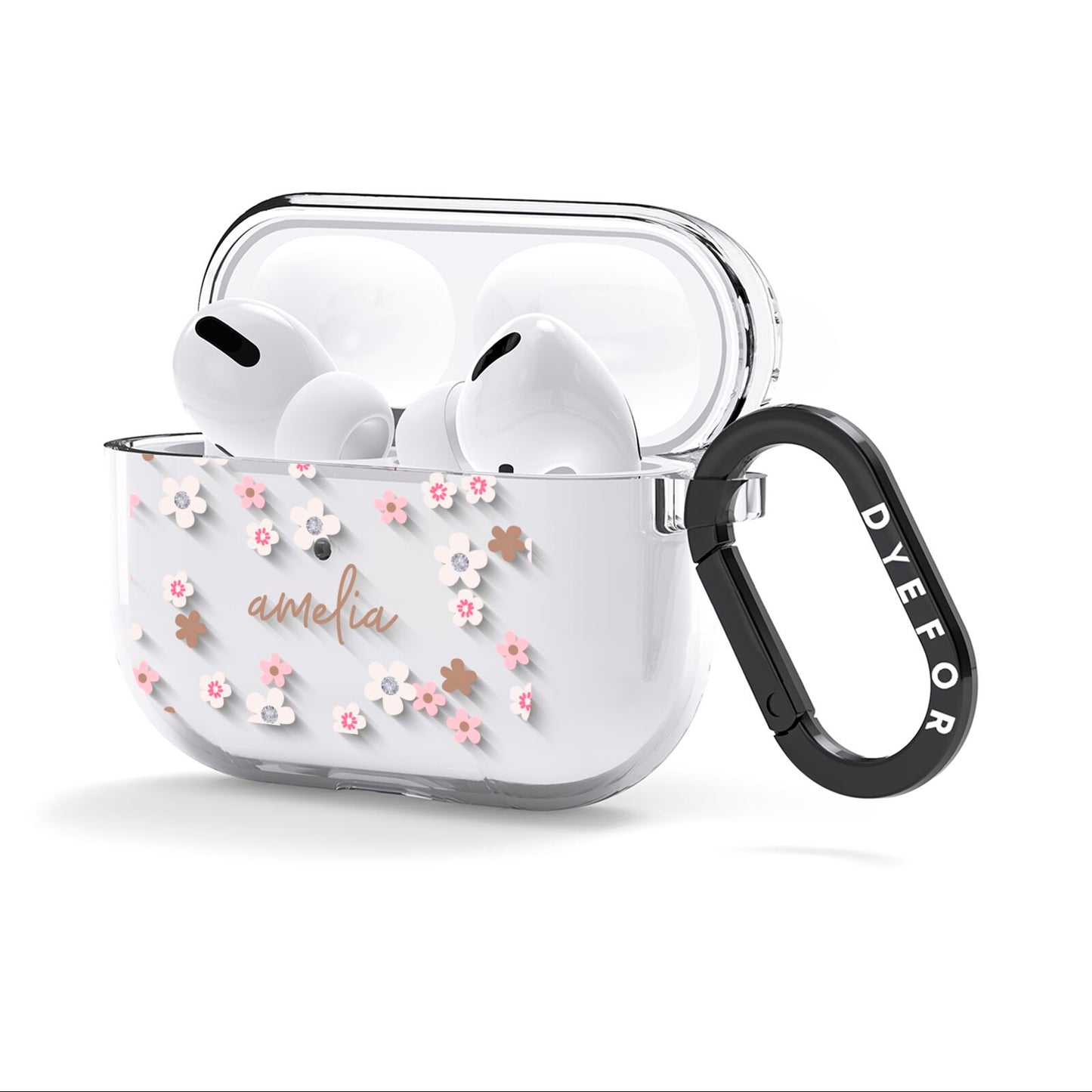 Cherry Blossom with Name AirPods Clear Case 3rd Gen Side Image