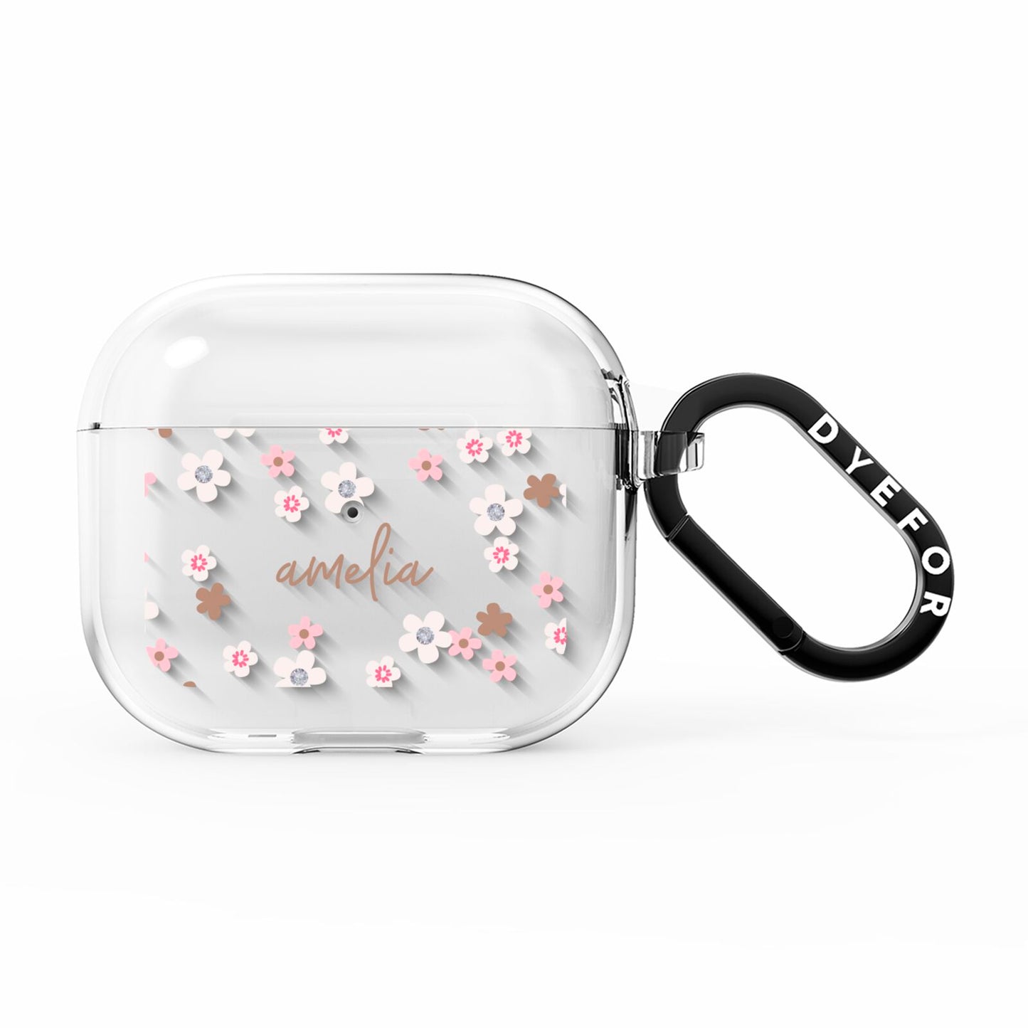 Cherry Blossom with Name AirPods Clear Case 3rd Gen