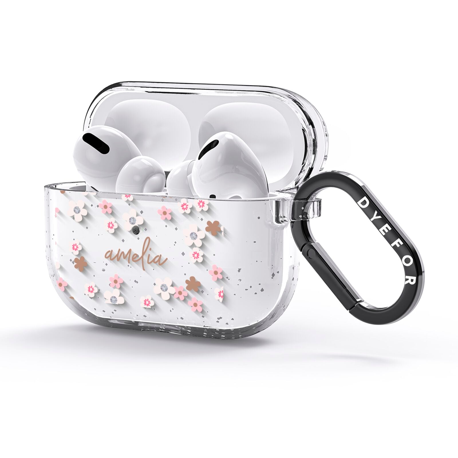 Cherry Blossom with Name AirPods Glitter Case 3rd Gen Side Image