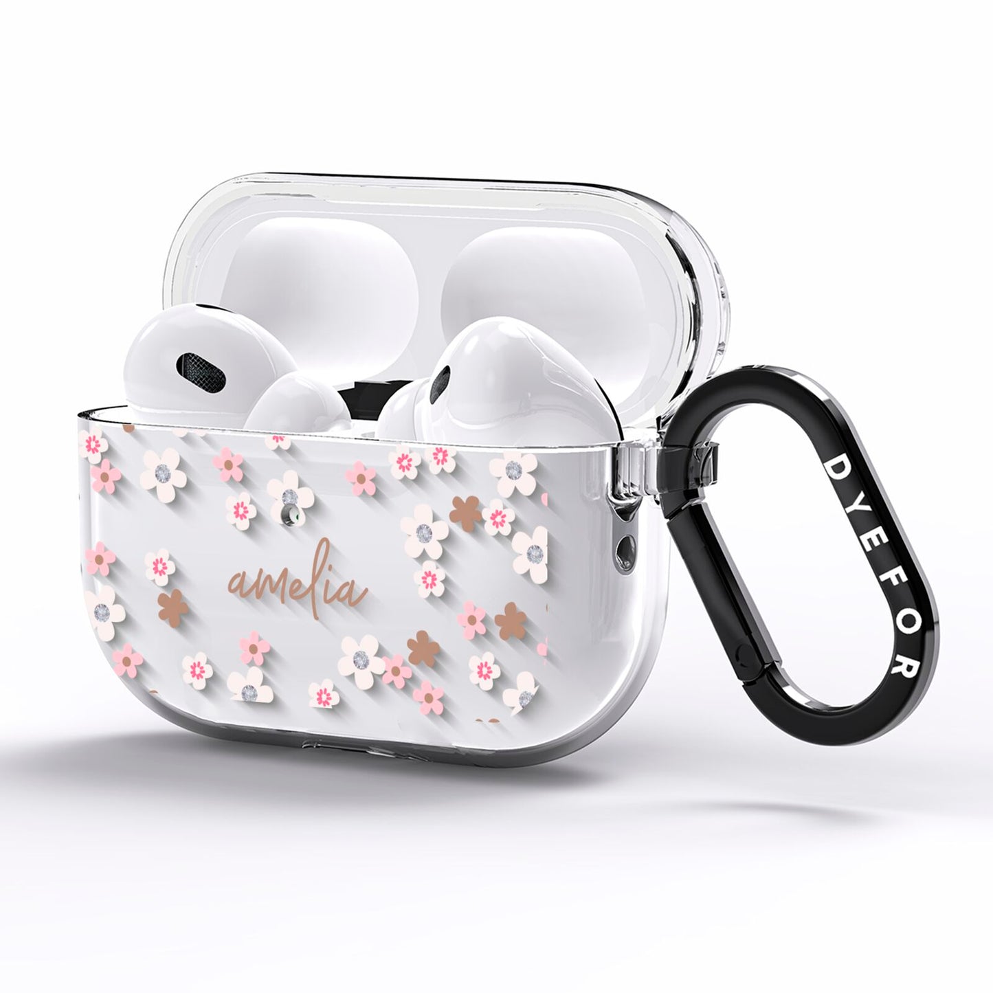 Cherry Blossom with Name AirPods Pro Clear Case Side Image