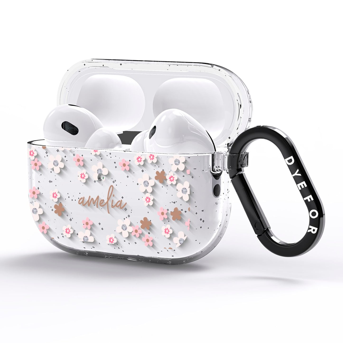 Cherry Blossom with Name AirPods Pro Glitter Case Side Image