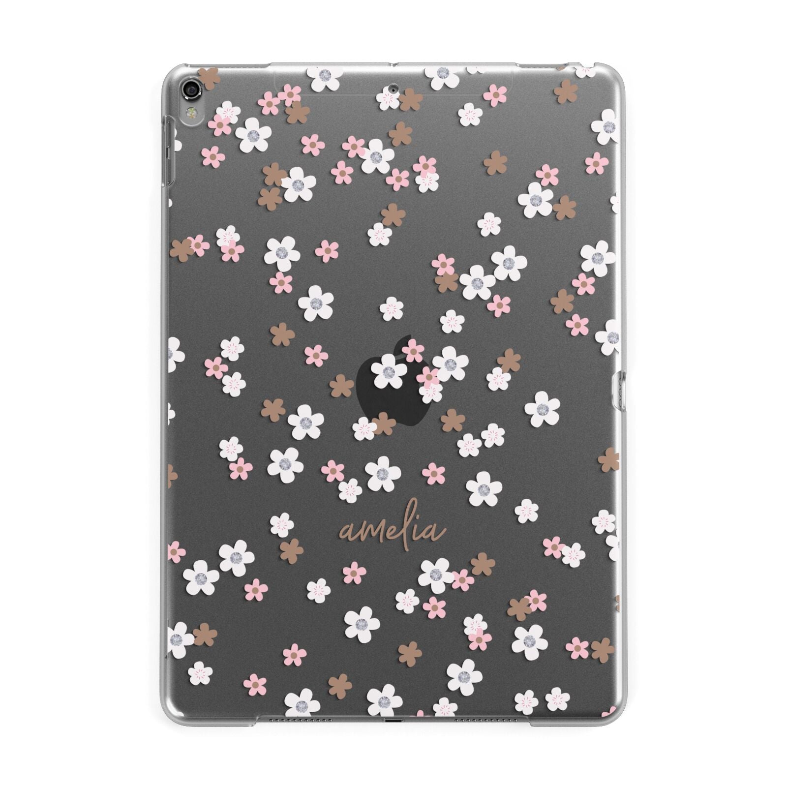 Cherry Blossom with Name Apple iPad Grey Case